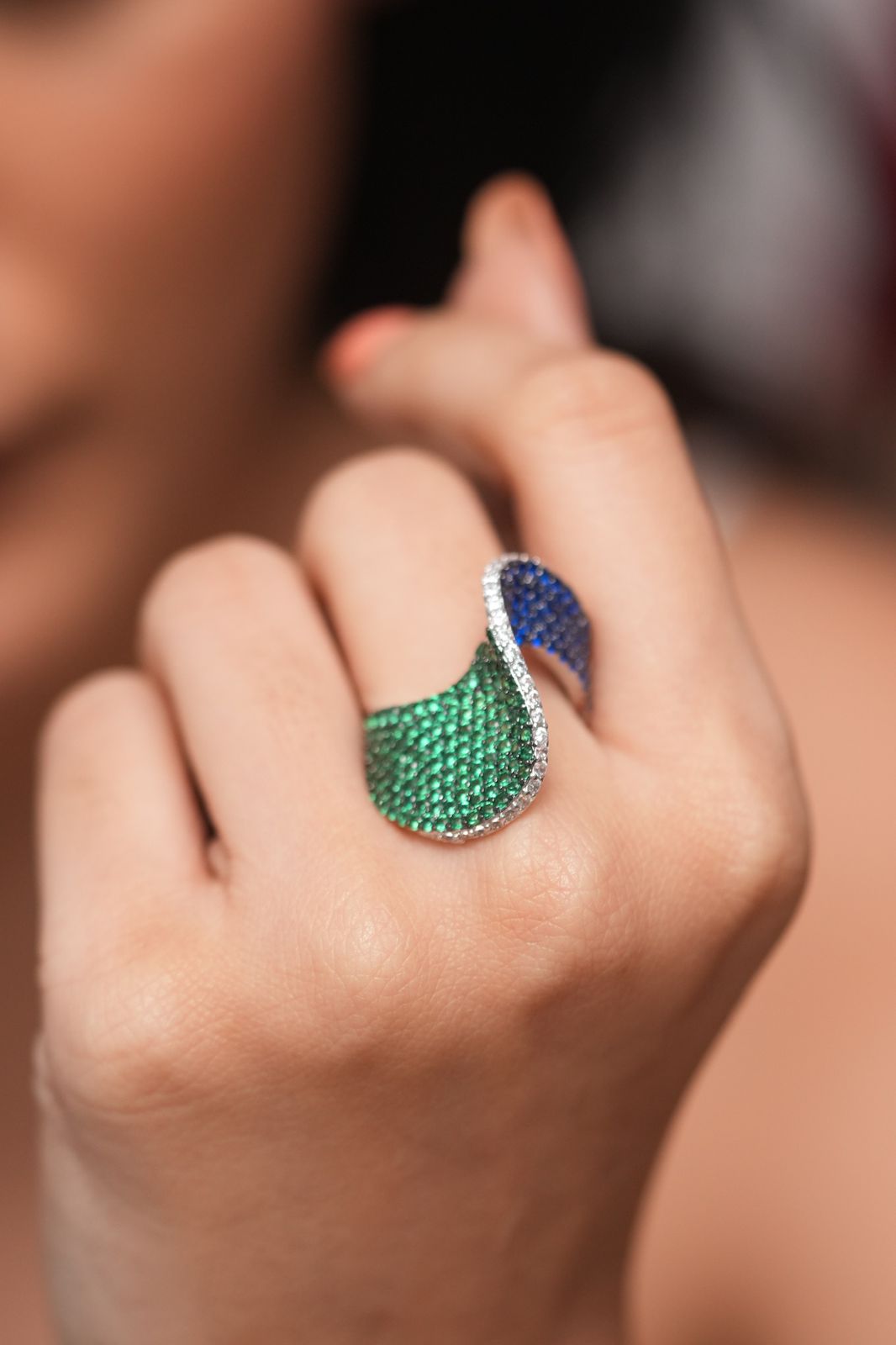 Twisted Wave Diamond Cocktail Ring