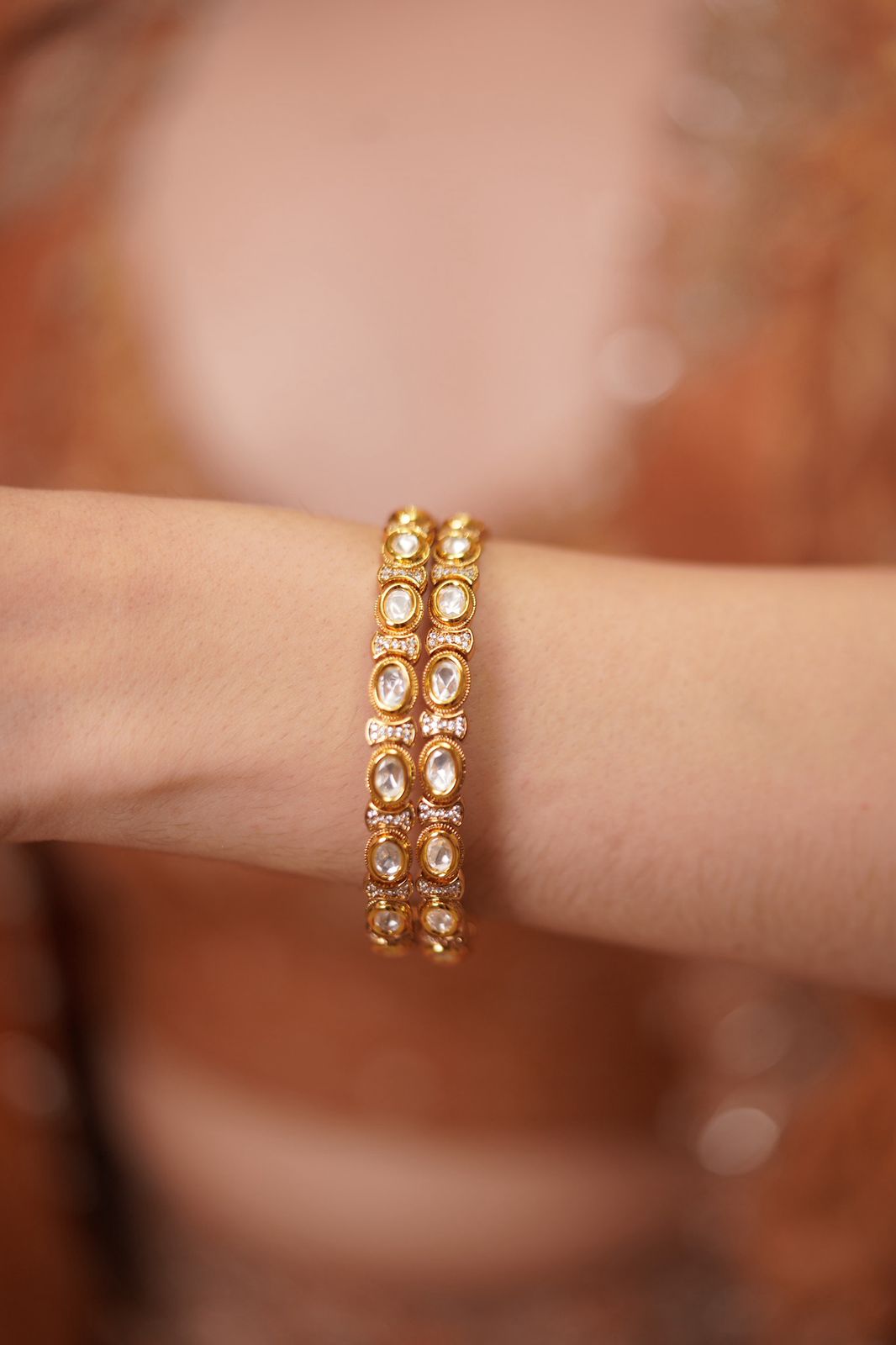 Polki Moissanite Classic Slim Uncut Diamond Bangles