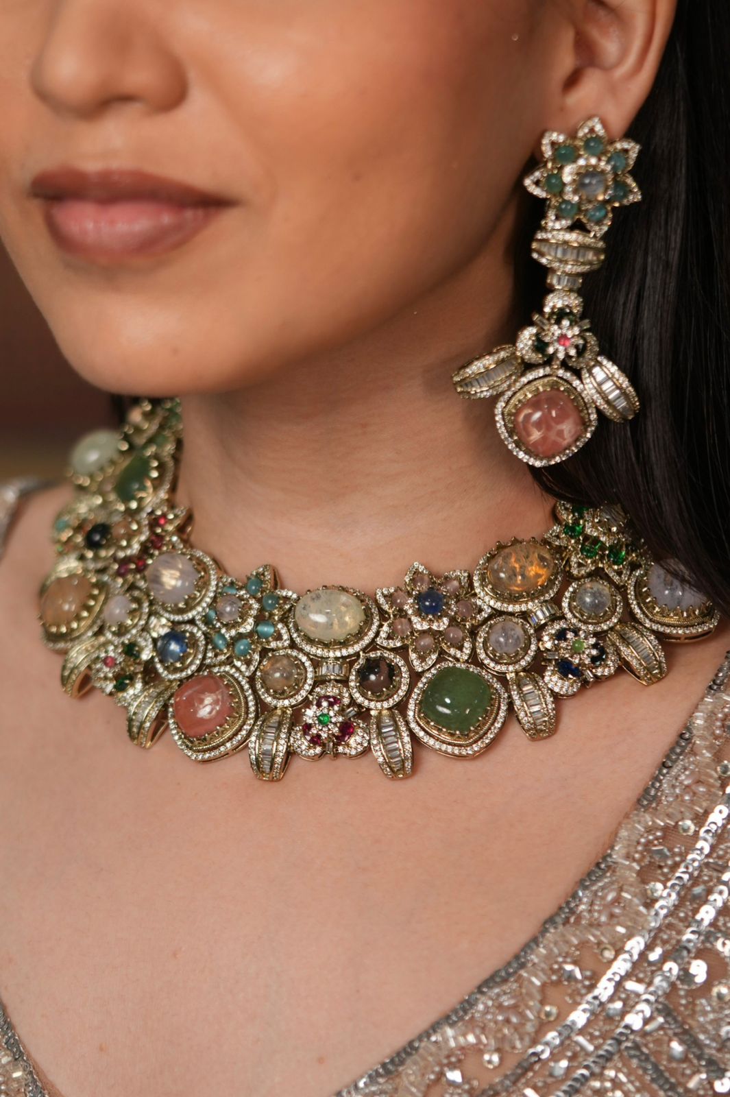 Artsy Sabhya Heavy Multicoloured Gemstone Set | GemZ