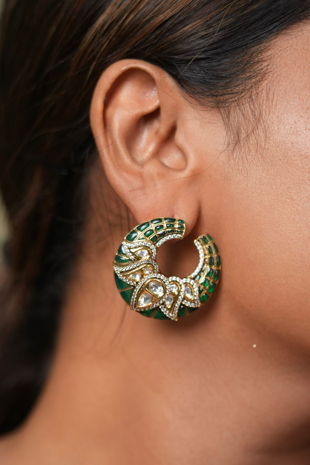 Bipasha Moissanite Polki Indo Western Studs