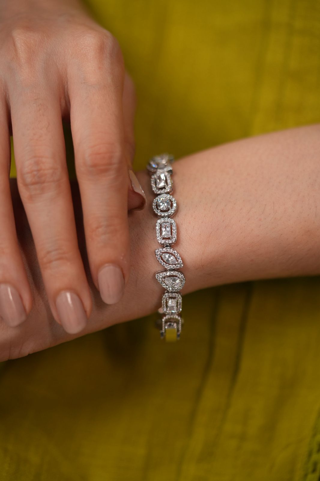Multi Soltiaire With Halo diamond Tennis Bracelet