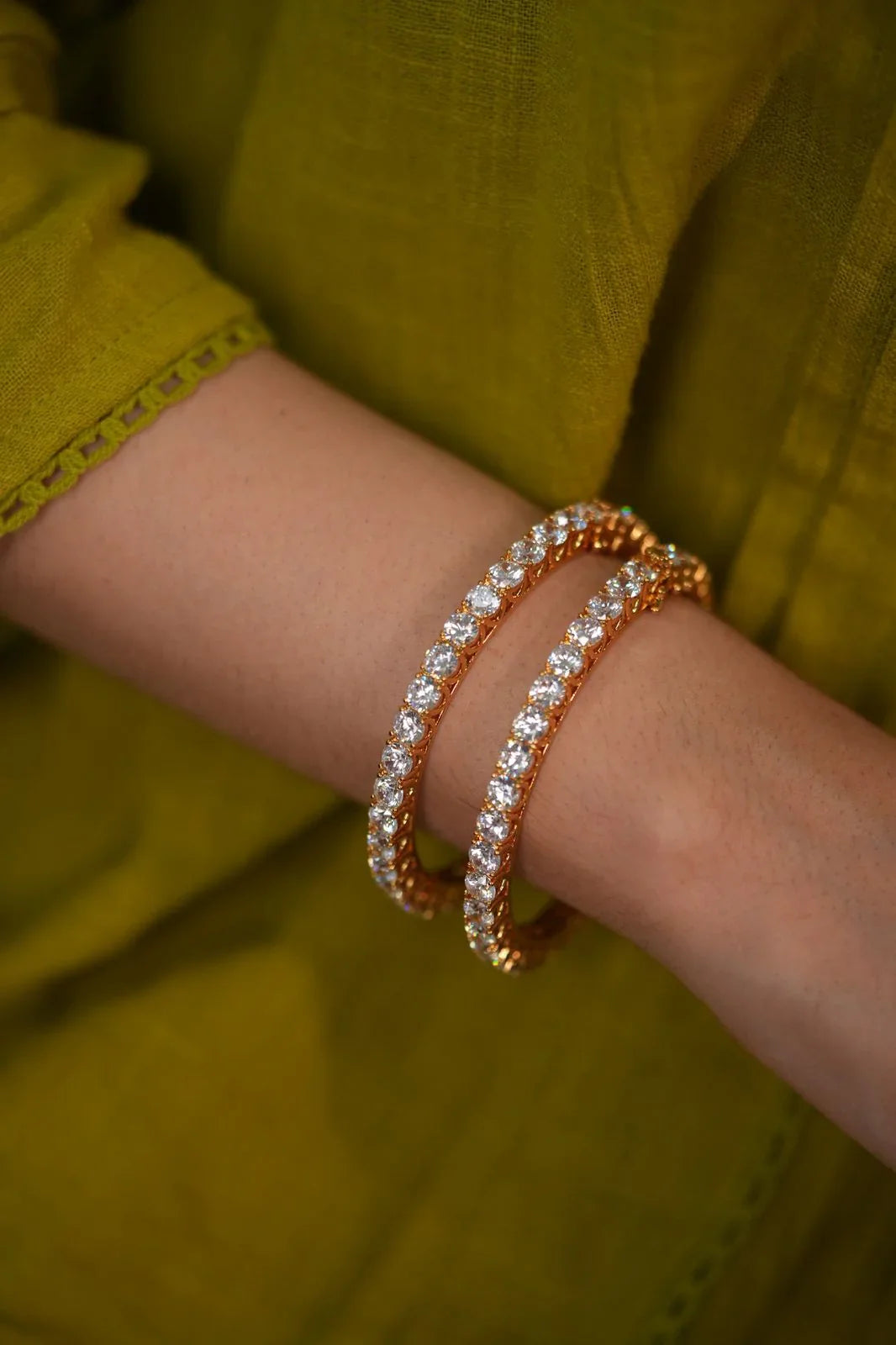 50 cent Classic Diamond Bangle Set | Openable (GOLD)
