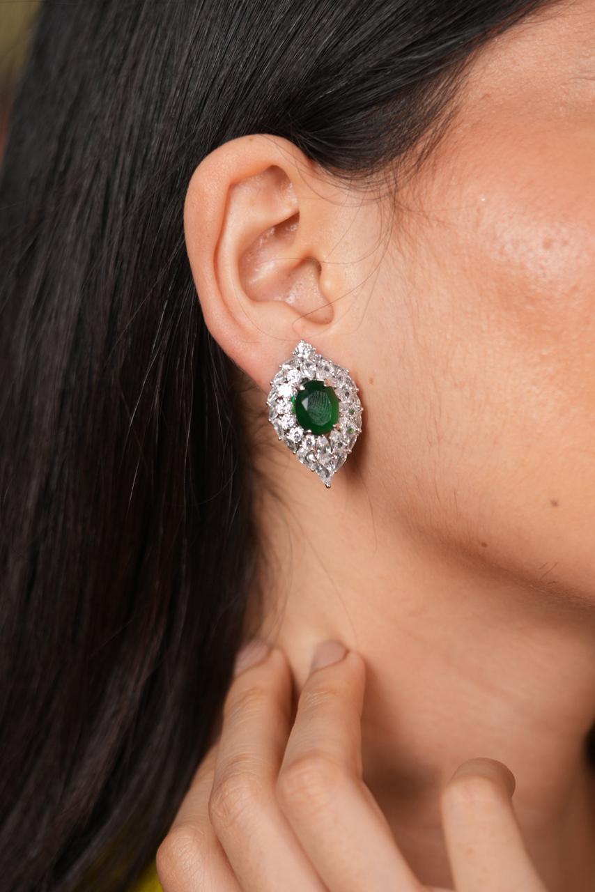 Jannice Diamond Coloured Stone Studs Earrings