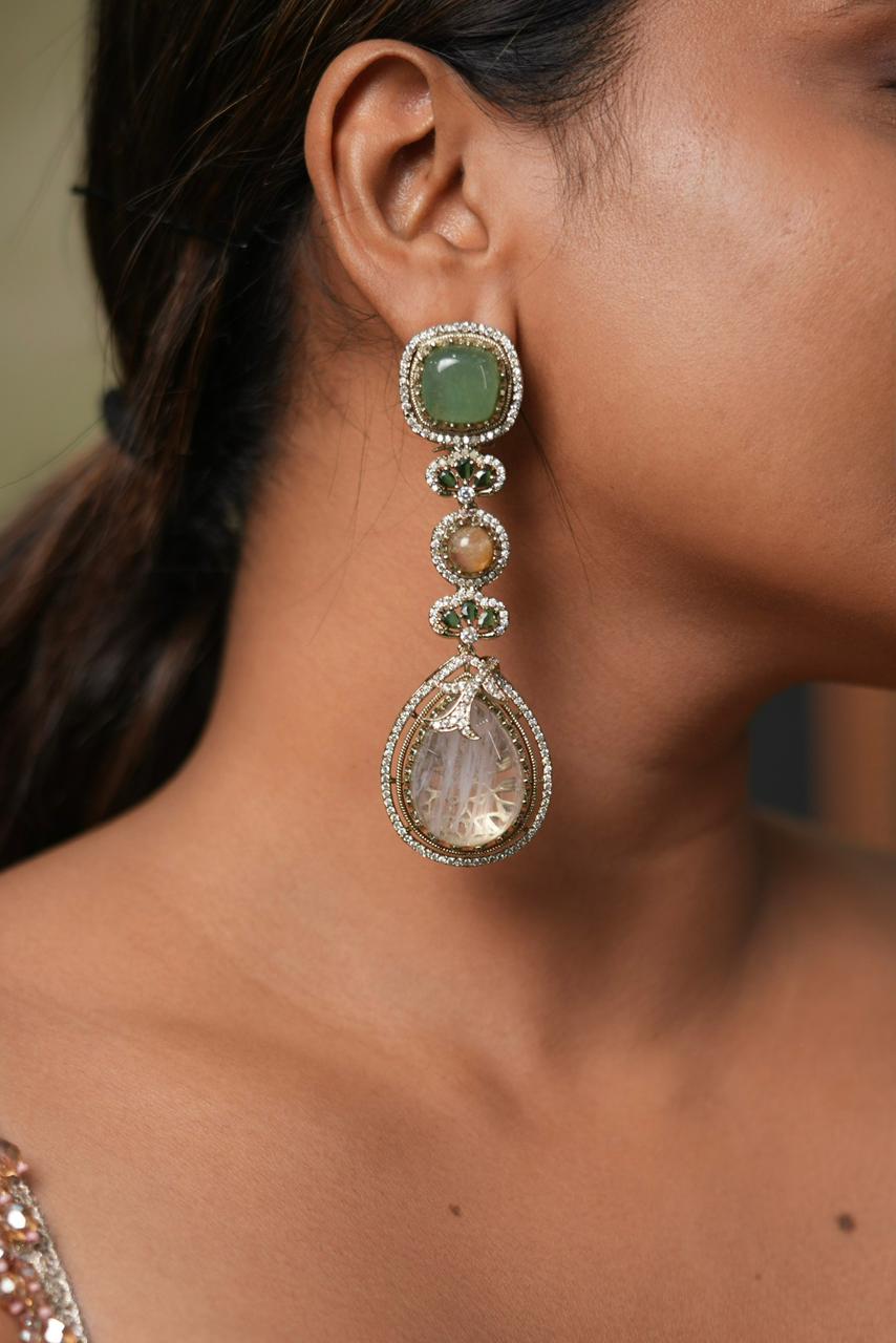 Impressing Strangers Multi coloured Gemstone Indowestern Earrings | GemZ