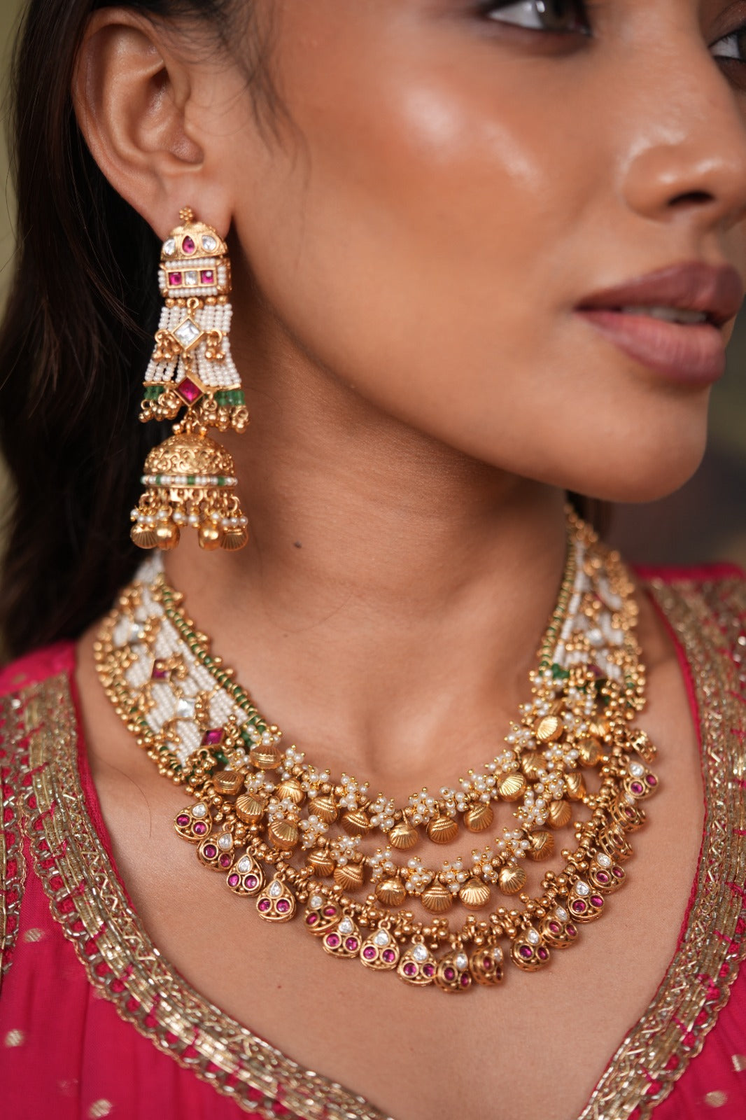 Kumud 3 layer Traditional Gold Set | Sone Pe Suhaga
