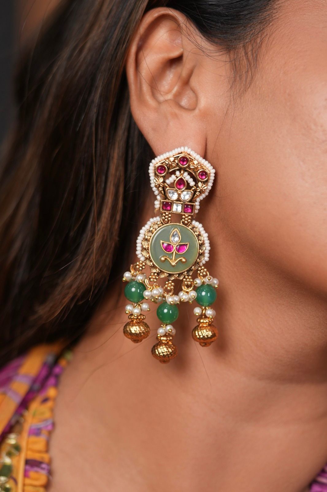 Chitralekha Indian Gold Traditional Earrings | Sone Pe Suhaga