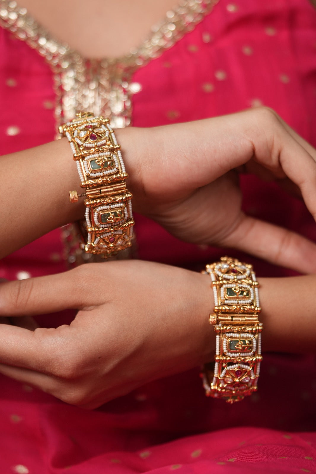 Susheela Mint Traditional Thick Bangle | Openable Kada | Sone Pe Suhaga