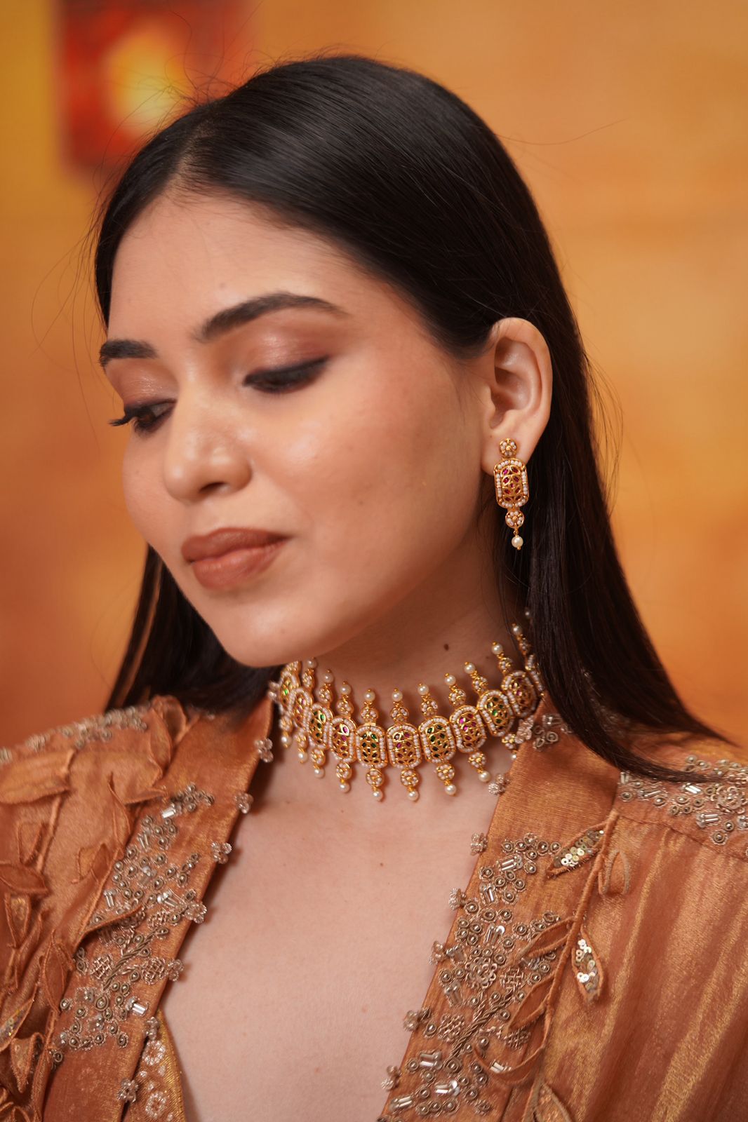 Pavitra IndoWestern Gold Choker set| Sone Pe Suhaga