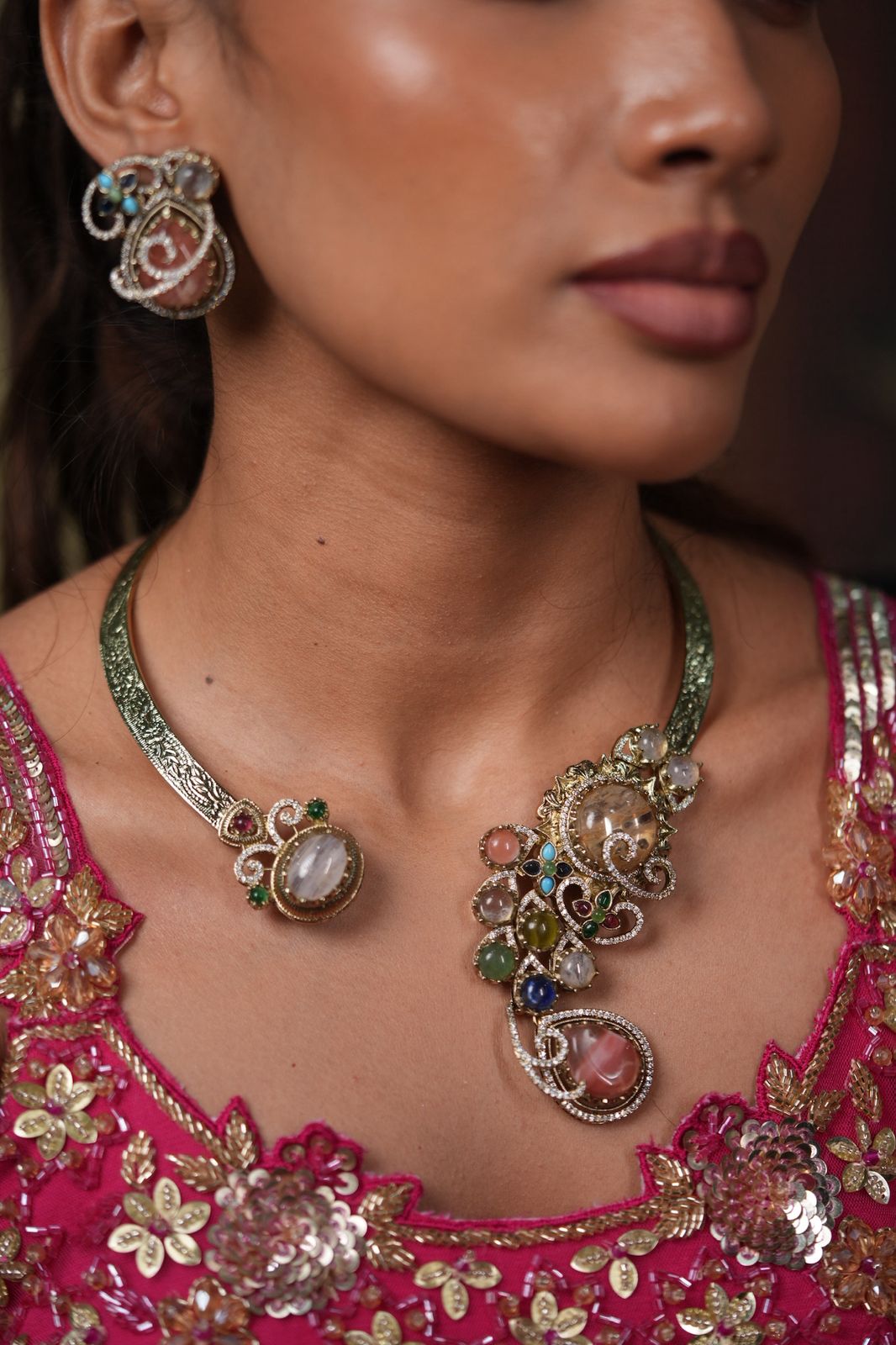 He said She Said Gemstone Sabhya Hasli With Studs | GemZ