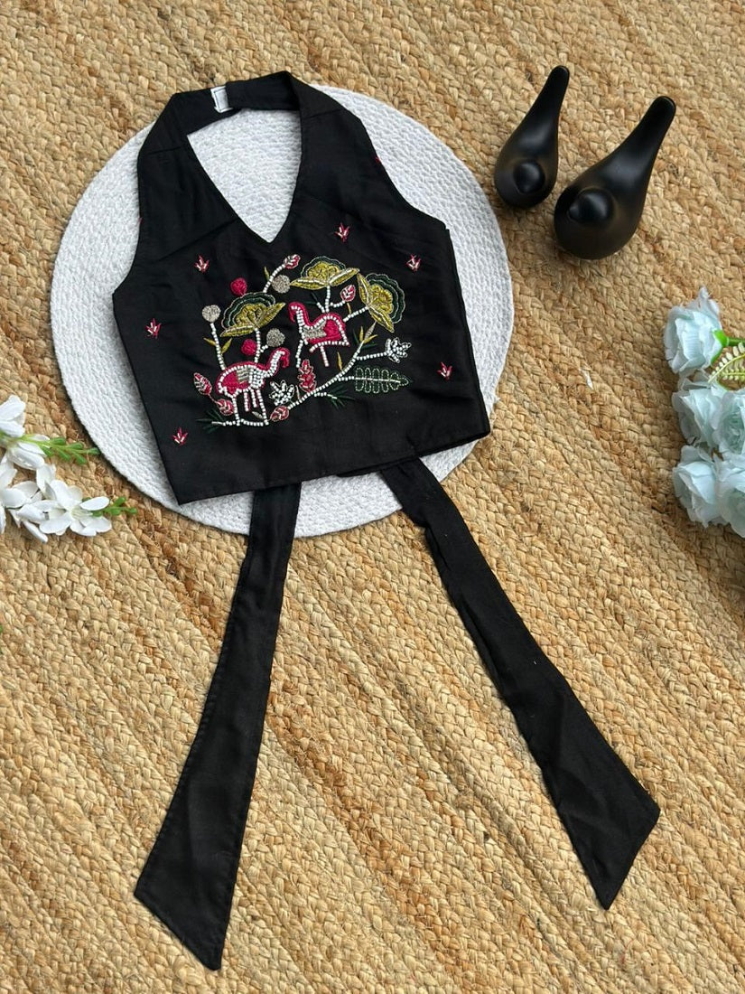 Evanik Black Premium Pure Cotton Fabric With Hand Work Kids Co-Ord Set