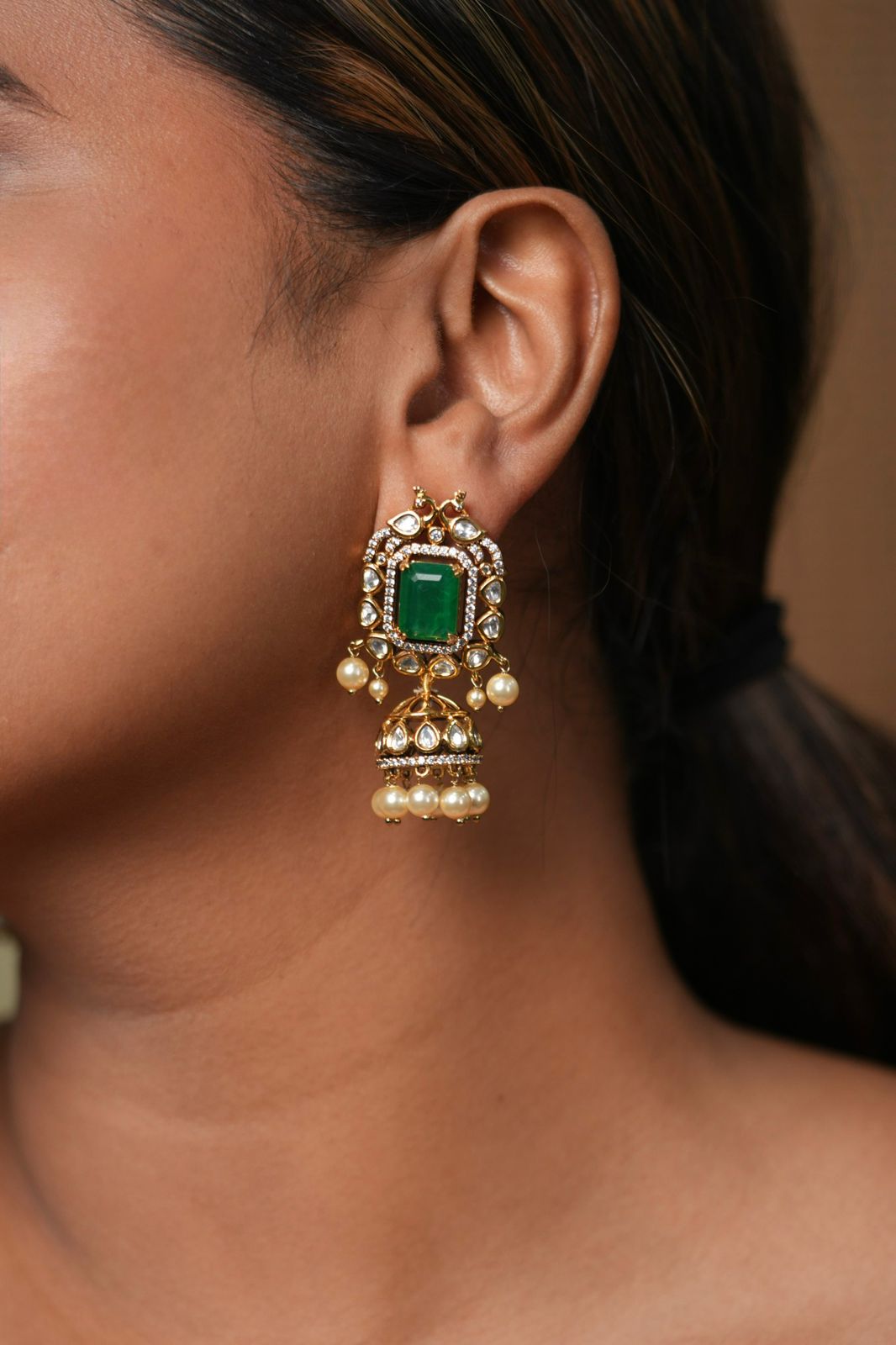 Bhairavi Polki Moissanite Big Stud Jhumka