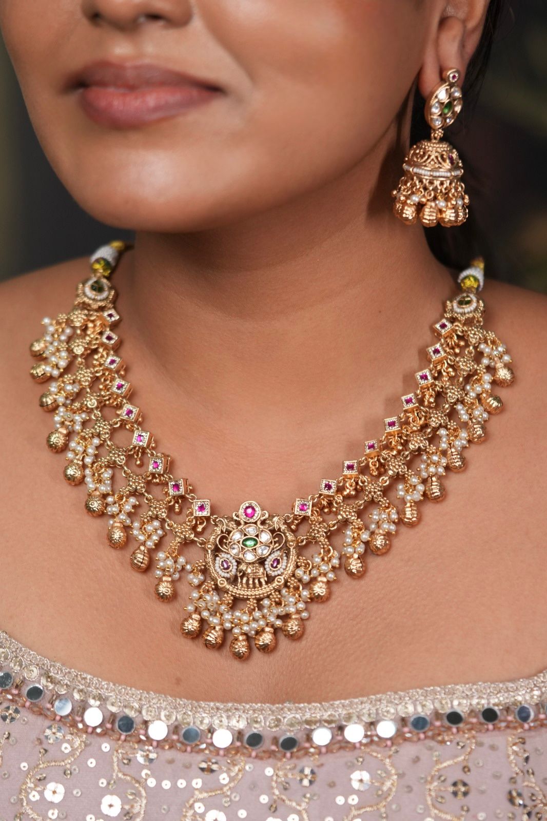 Rekha Gold Traditional Necklace Set | Sone Pe Suhaga