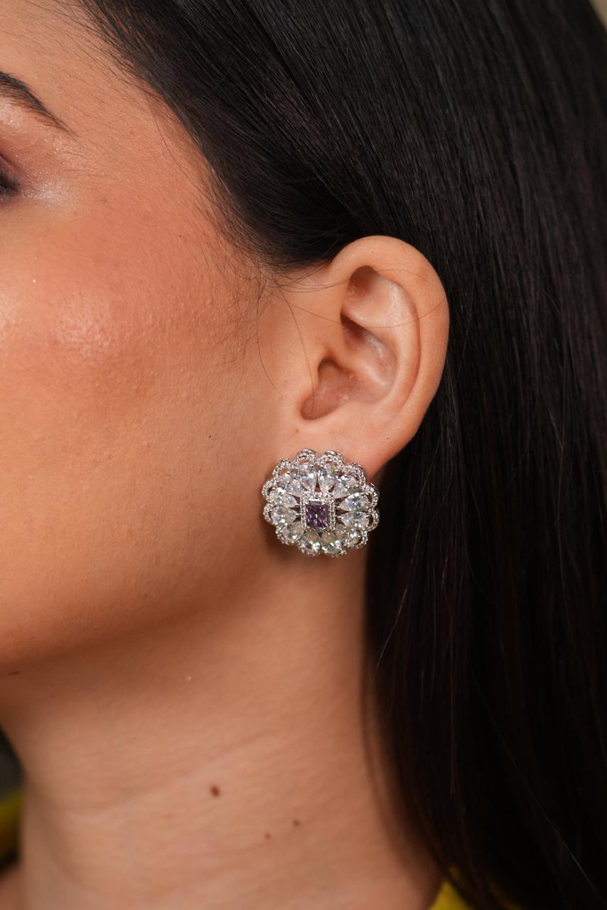 Samantha Diamond Floral Coloured Stone Studs