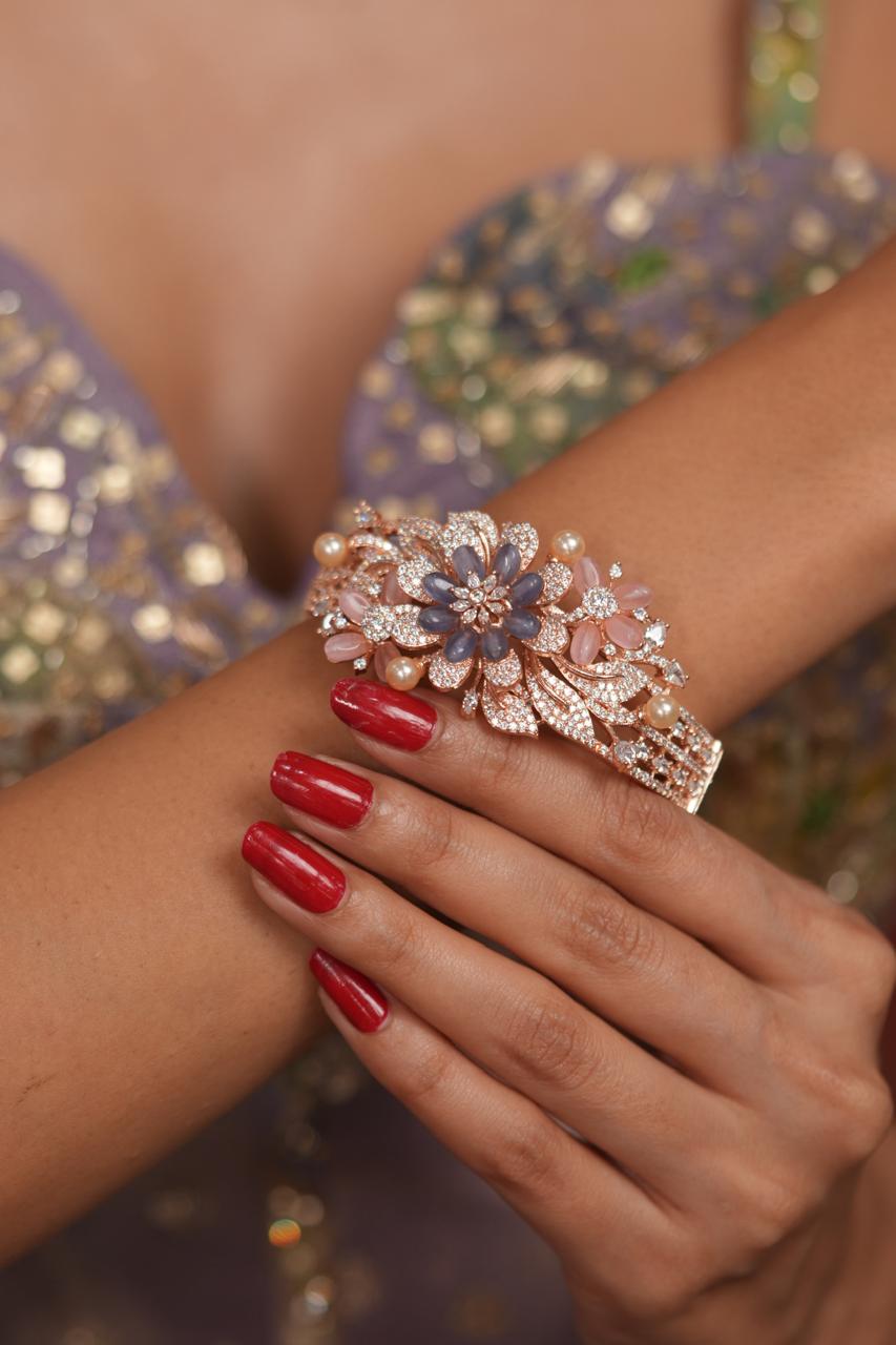 Rosevine Tassel Diamond Pastel Kada | Enchanted Garden