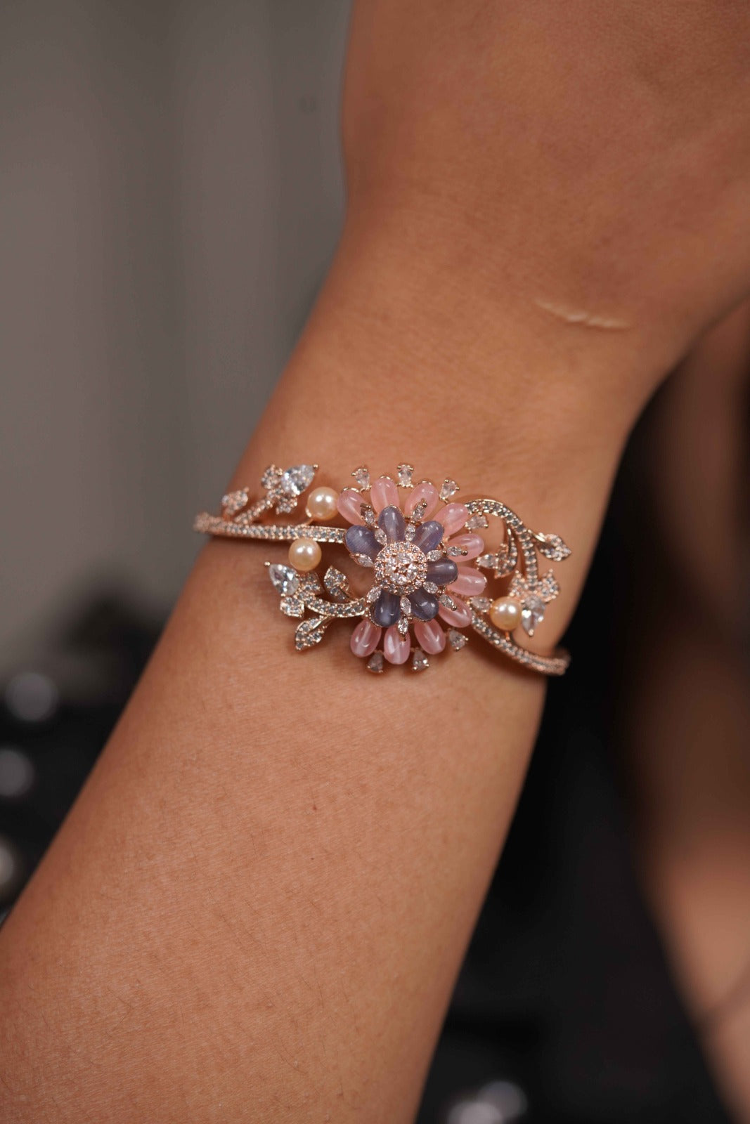 Glistening Blossom Diamond Pastel Kada | Enchanted Garden