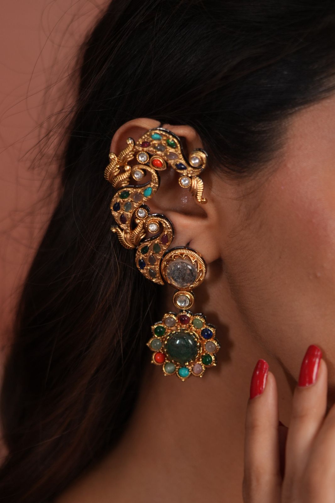 Padma Multicolour Oversized Dramatic Earcuffs | GemZ