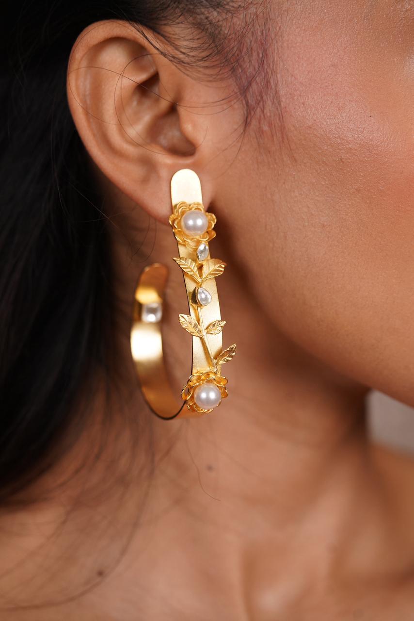 Floral Finesse Gold Earring Hoops