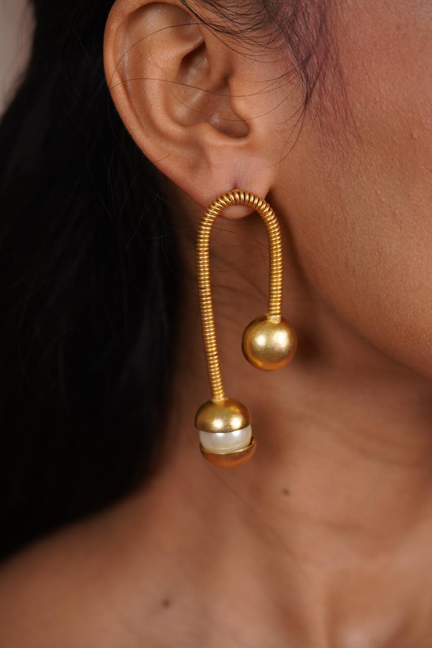 Golden Ball Drop Party Wear Earrings