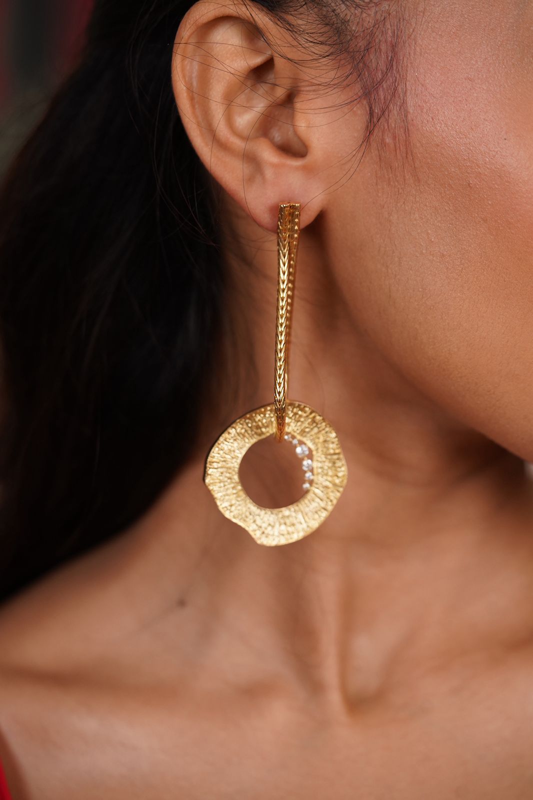 Golden Circle Drop Party‑Glitz Earrings