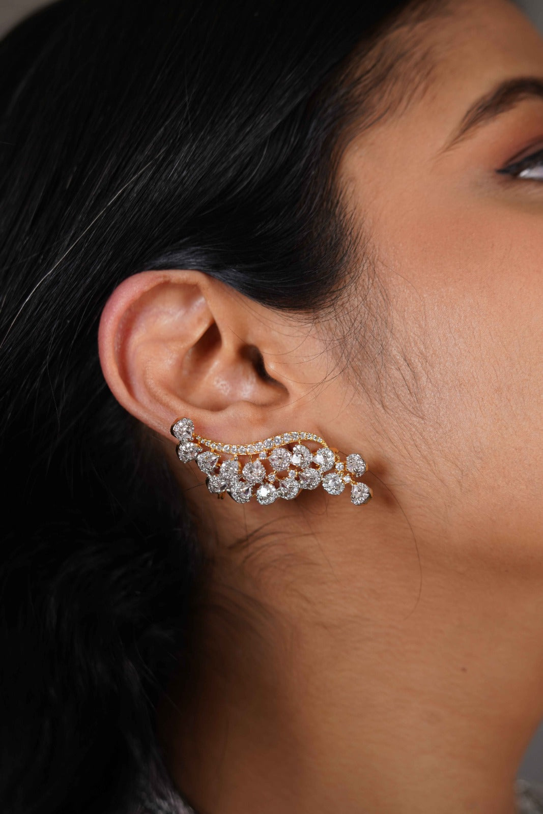 Dandelion Diamond Half Earcuff in Gold & Silver Mix Polish