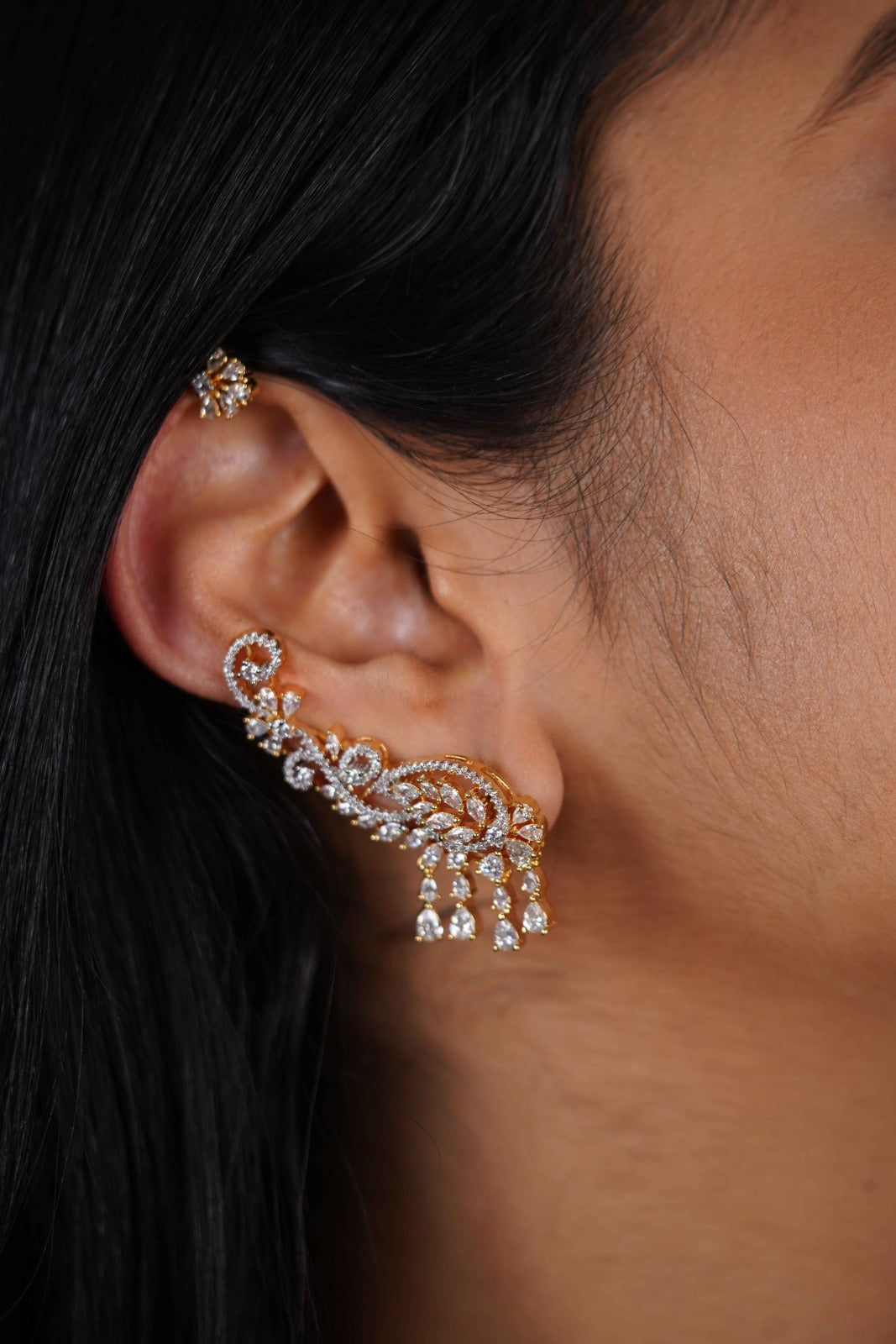Bijli Diamond Dangling Earcuff Earring