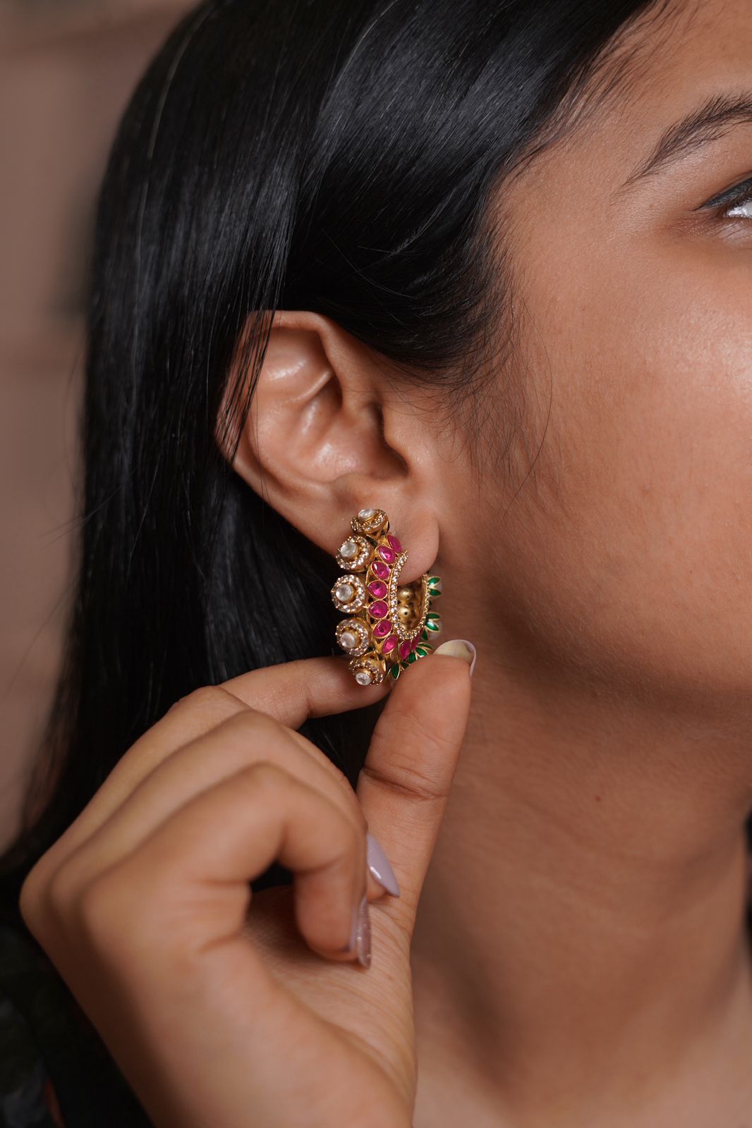 Manju Half Polki Half Pearl 2 in 1 Meenakari IndoWestern Bali