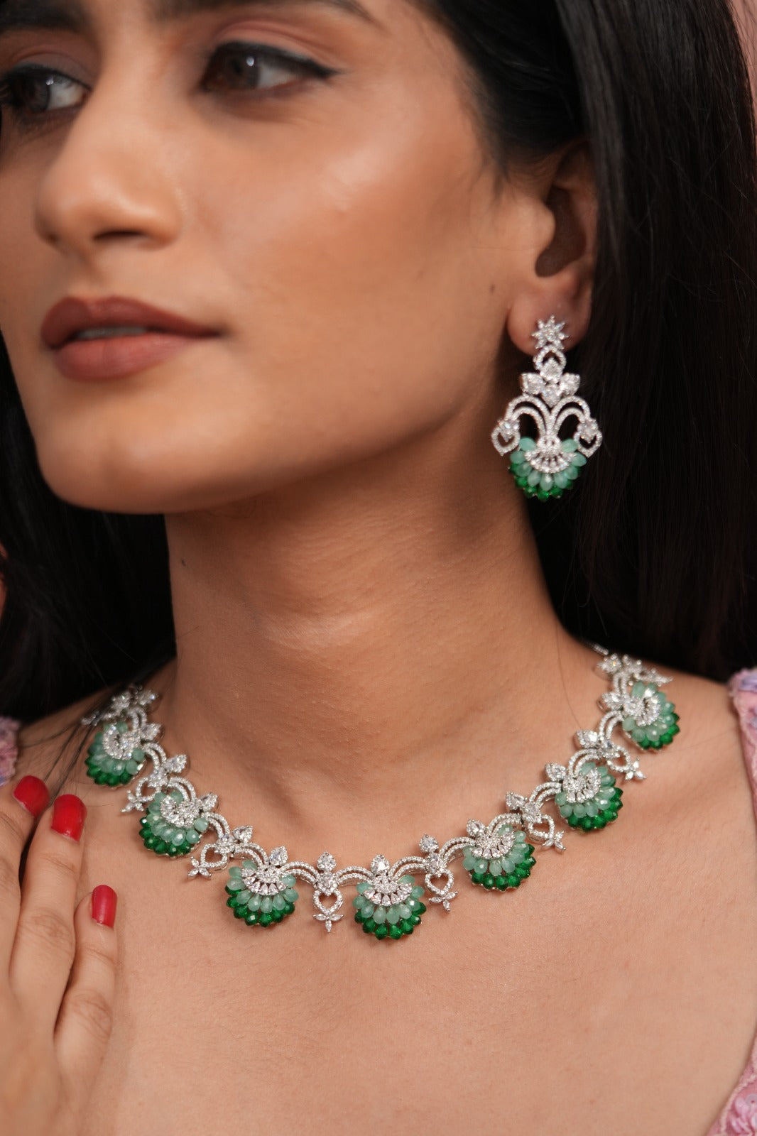 Petaline Grace Pastel Beaded Diamond Necklace Set | LaLa Land 2.0