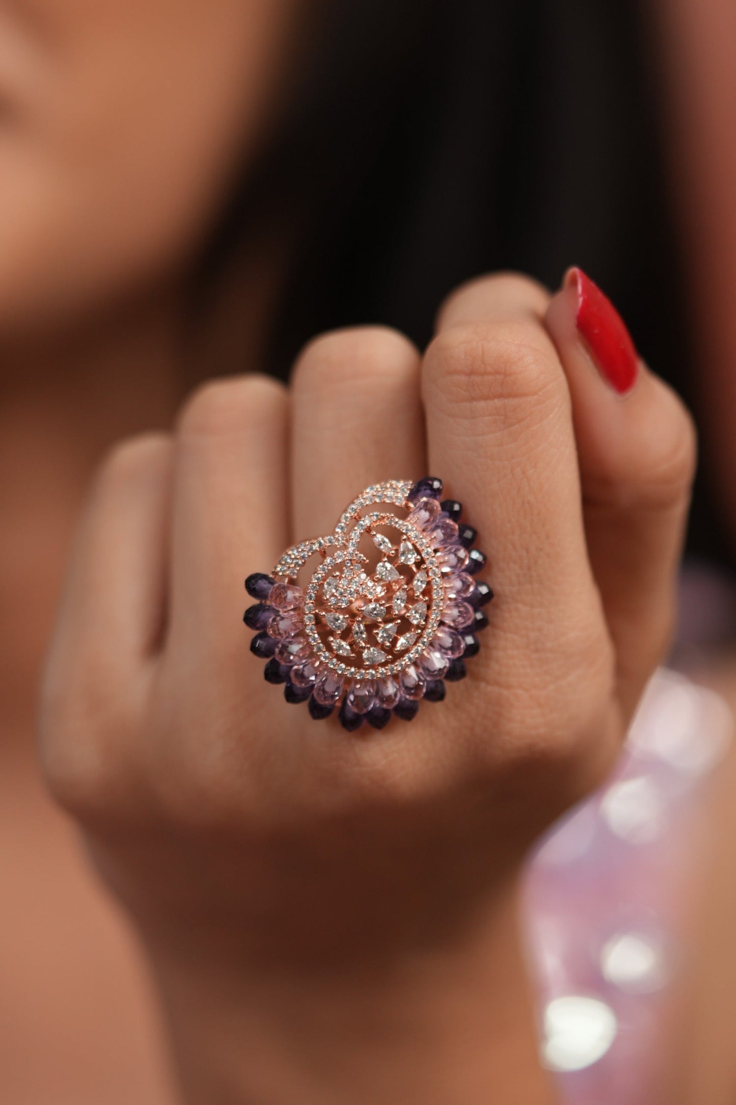 Elowen Pastel Beaded Diamond Ring | LaLa Land 2.0