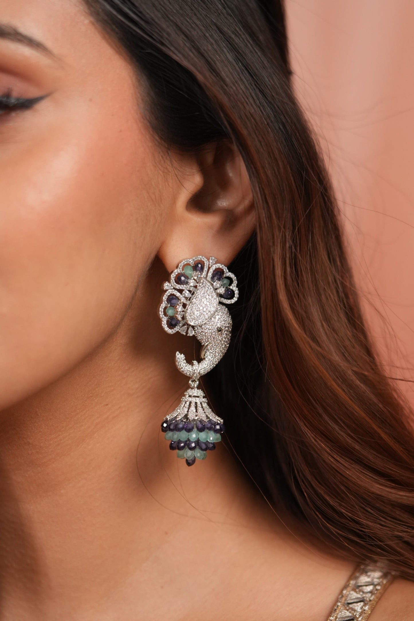 Whimsy Gaja Pastel Beaded Diamond Long Earrings | LaLa Land 2.0