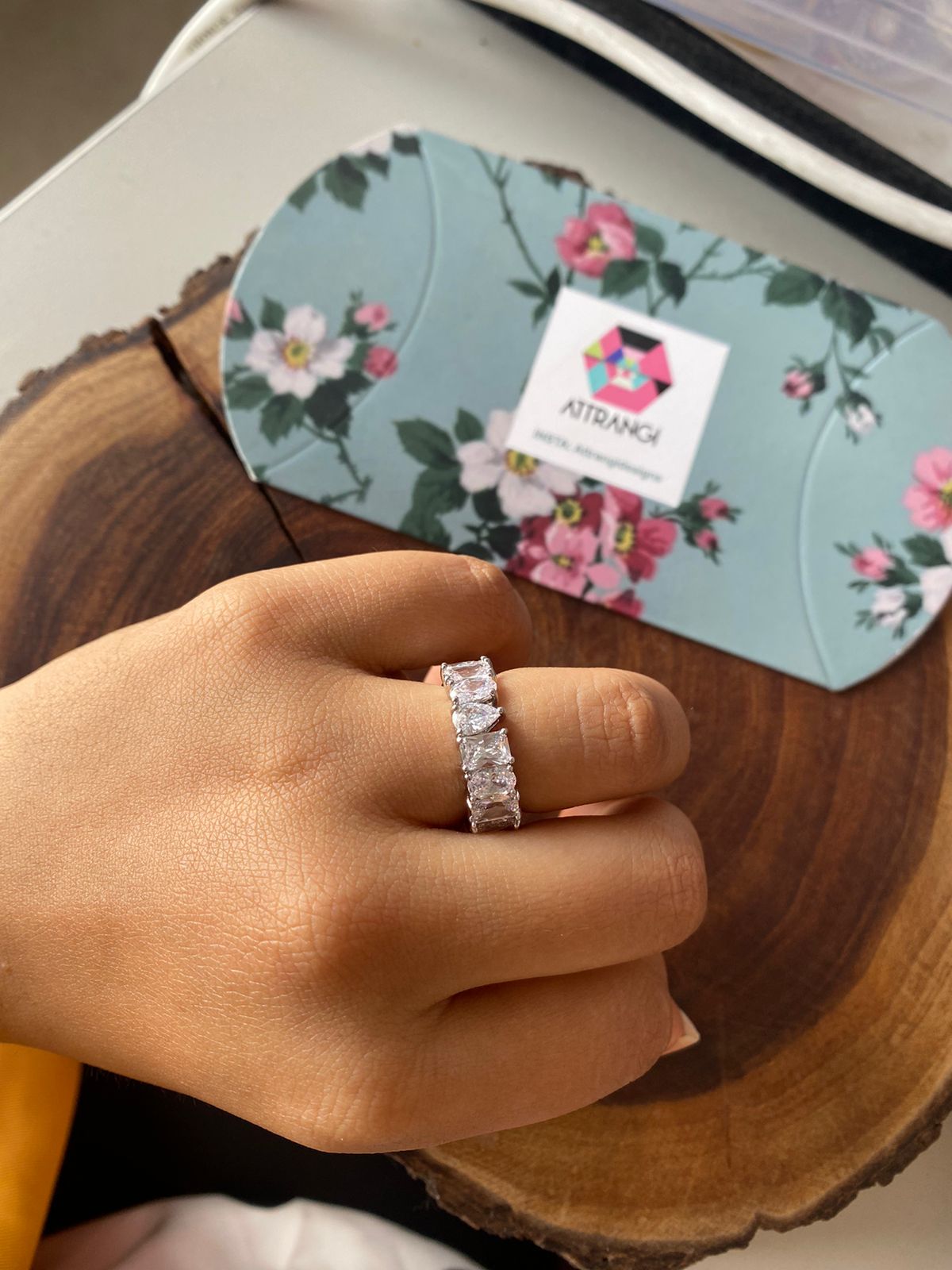 Full 360 MultiSolitaire Diamond Shape Eternity Band Ring
