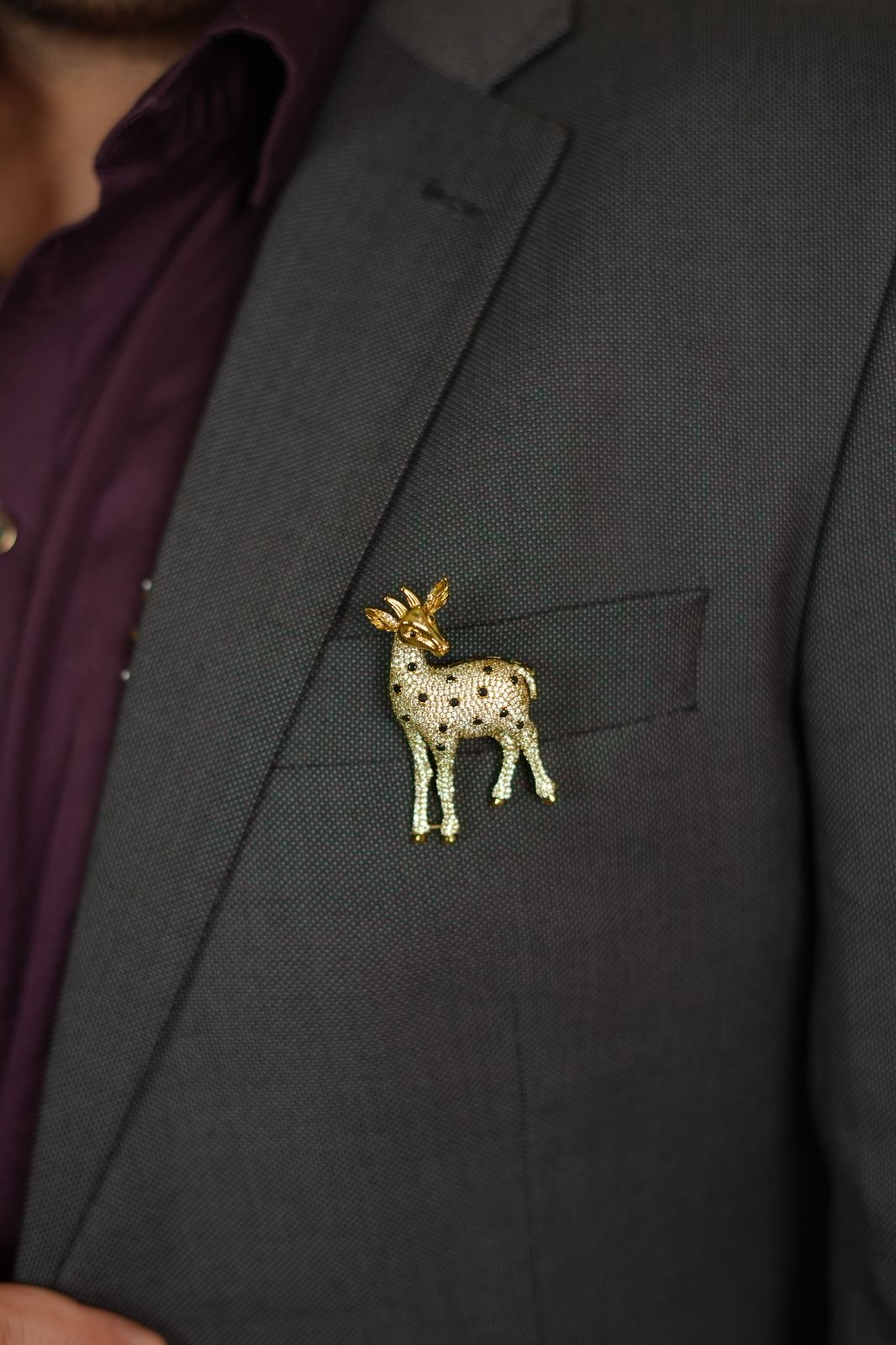 Antler Deer Diamond Designer Brooch | Unisex