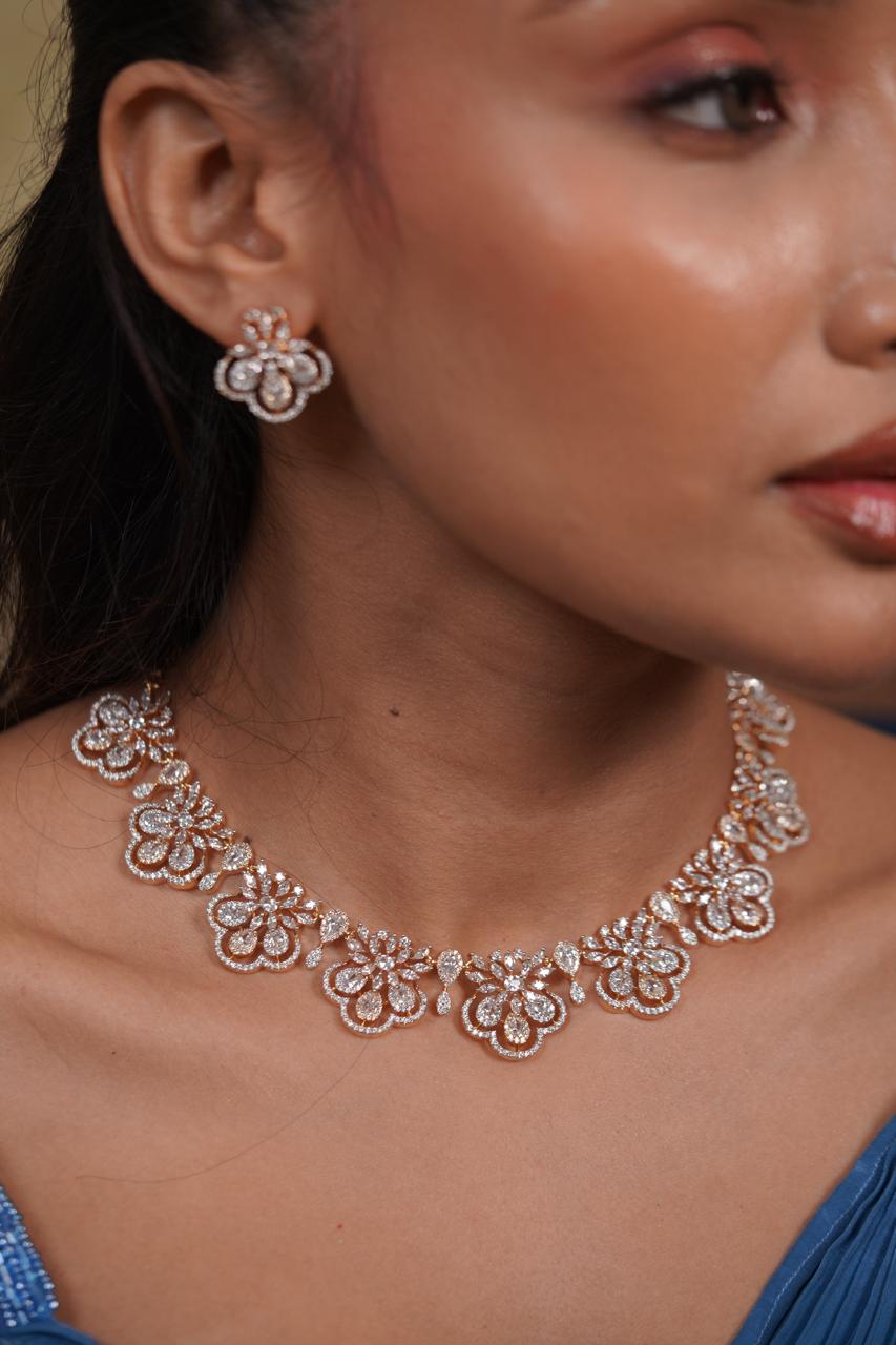 Soft Romance Diamond Necklace set with studs