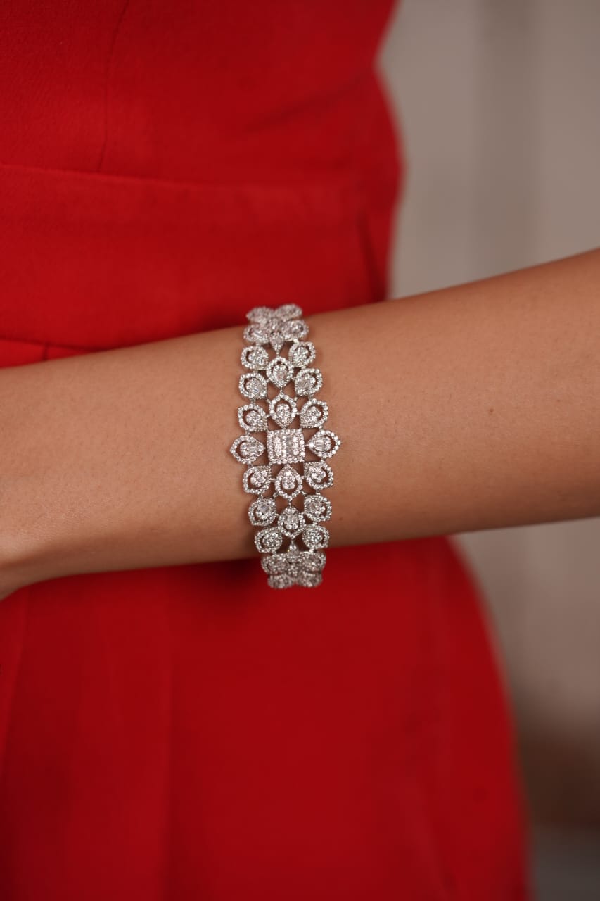 Jizzle Diamond Pressure Setting Adjustable Bracelet