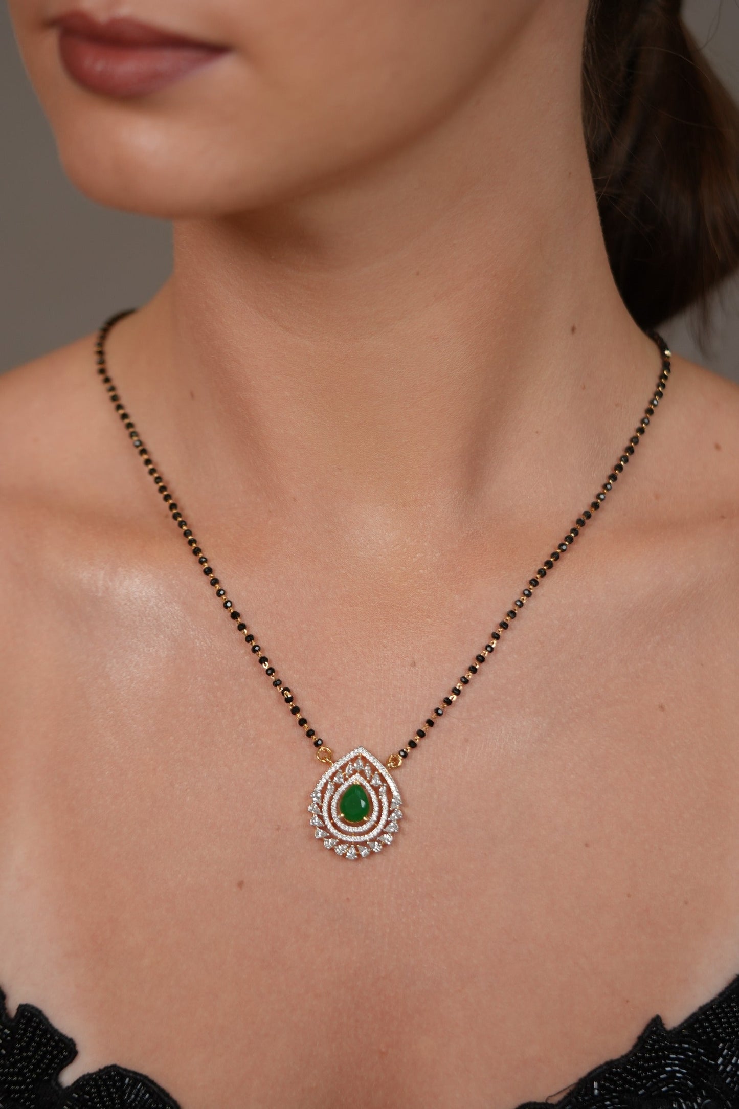 Shriphal Single Line Diamond Mangalsutra | Gold Polish | Daily Wear