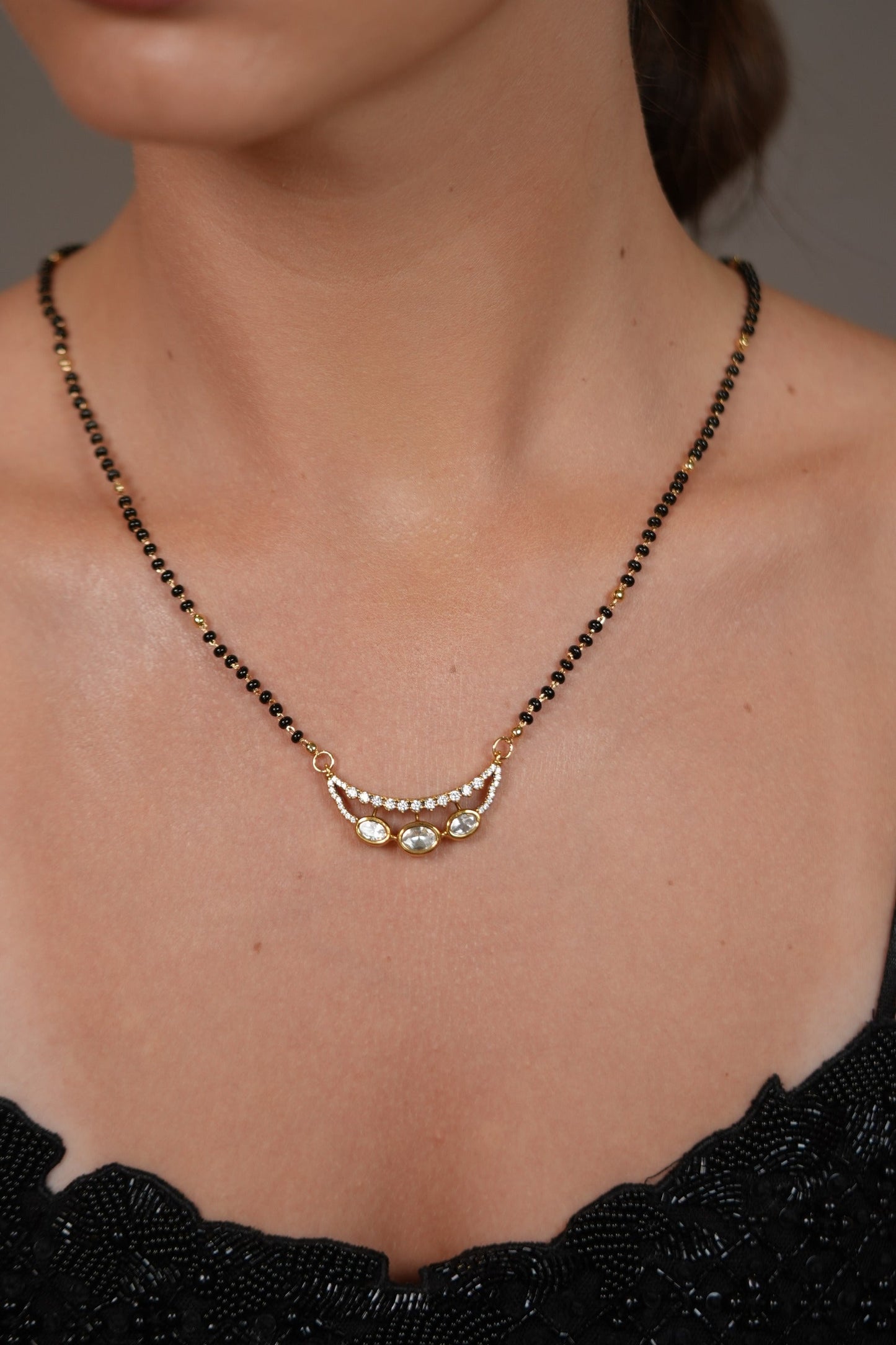 Roli Polki Single Line Moissanite Mangalsutra | Daily Wear