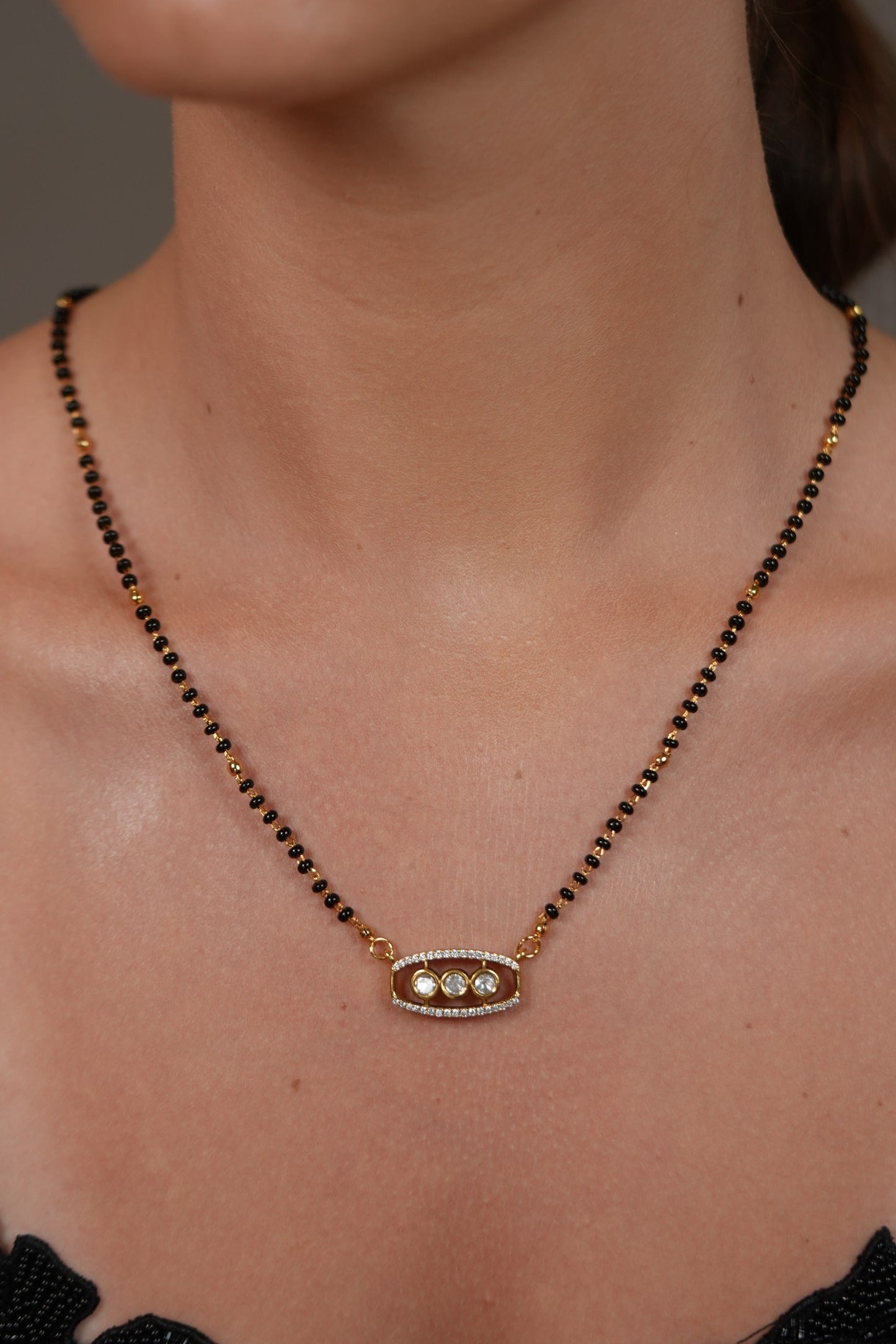 Kavach Polki Single Line Diamond Mangalsutra | Daily Wear