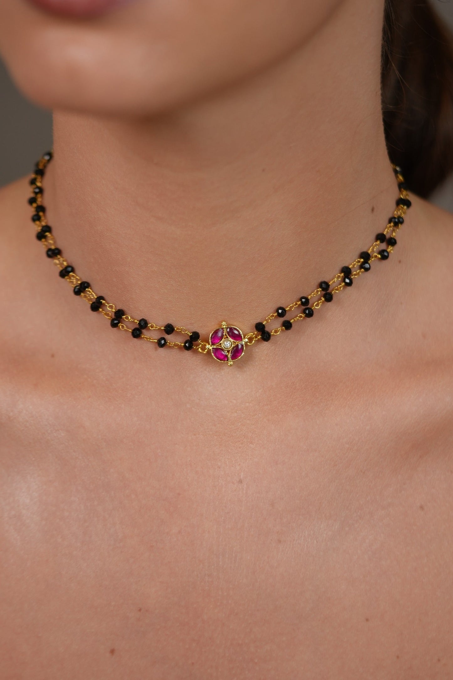 Ardhangini Polki Double Line Mangalsutra Choker | Daily Wear
