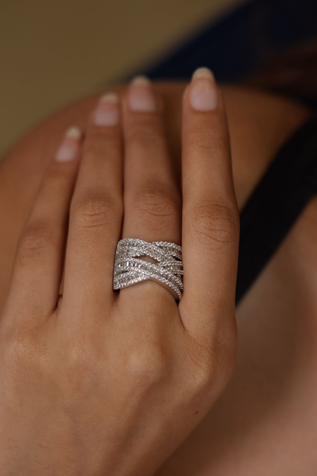Ride Baguette Diamond Overlay Band Ring | Daily Wear