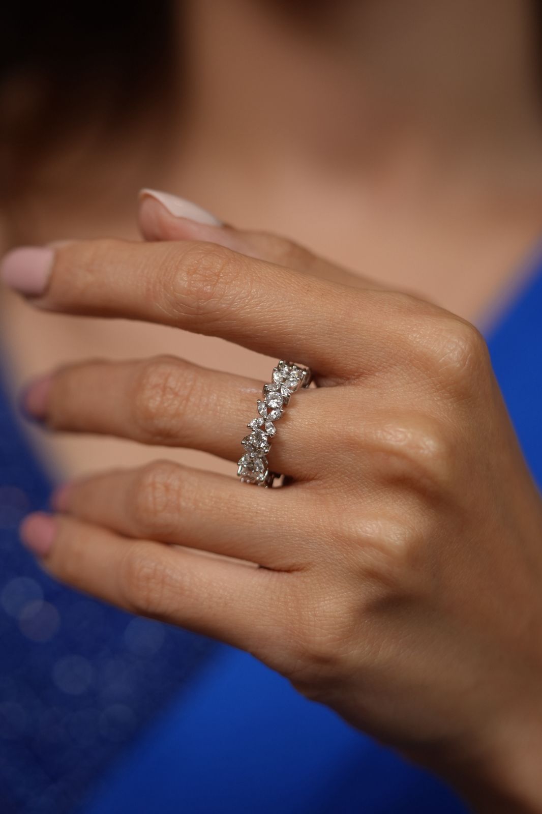 Round Flora Diamond Band Promise Ring | Daily Wear