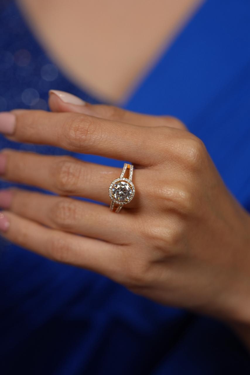 Parallel Band 2 Carat Diamond Solitaire Ring