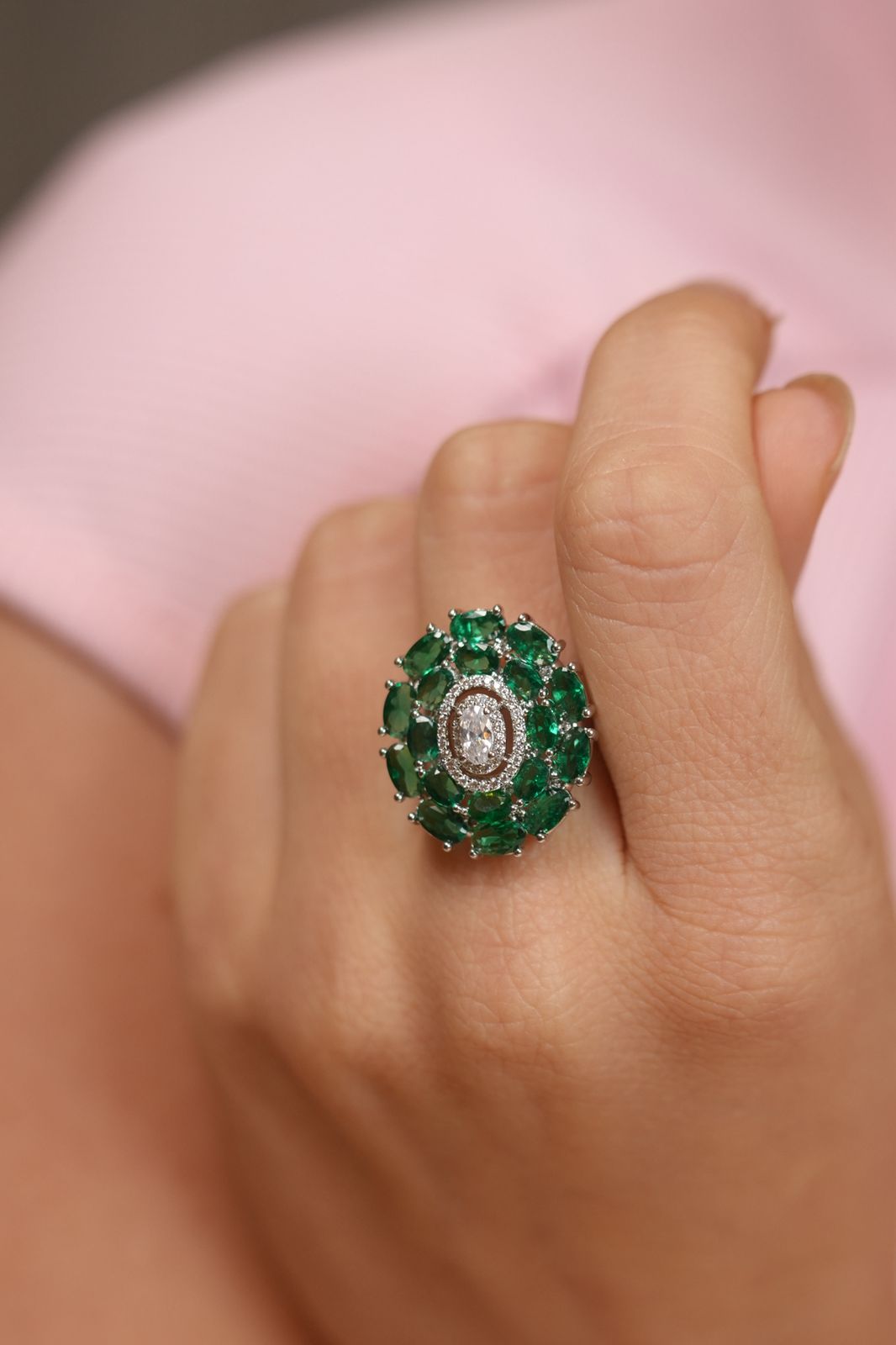 Hormuz Designer Diamond Cocktail Coloured Ring | Adjustable