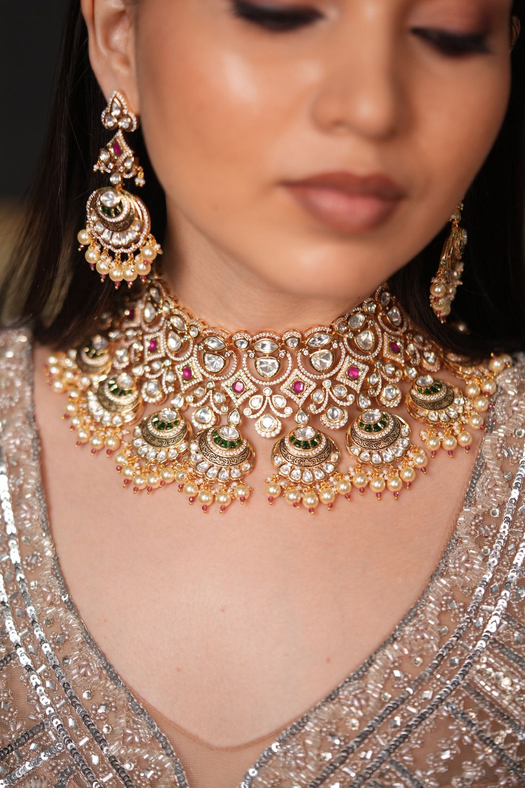 Bageecha Gold Nakshi Polki Bridal Set with Tika
