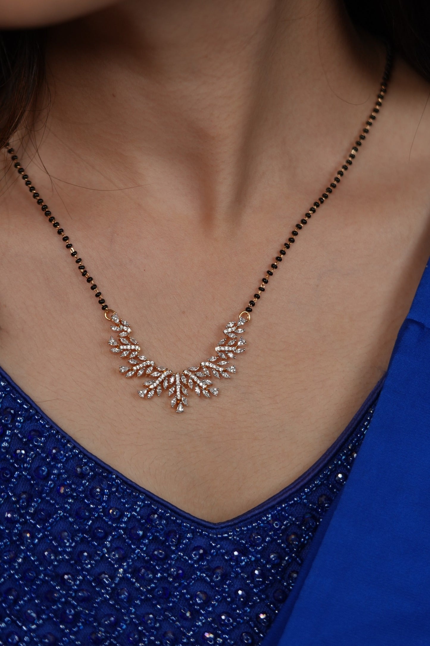 Nook Diamond Single Line Mangalsutra set | Gold Polish