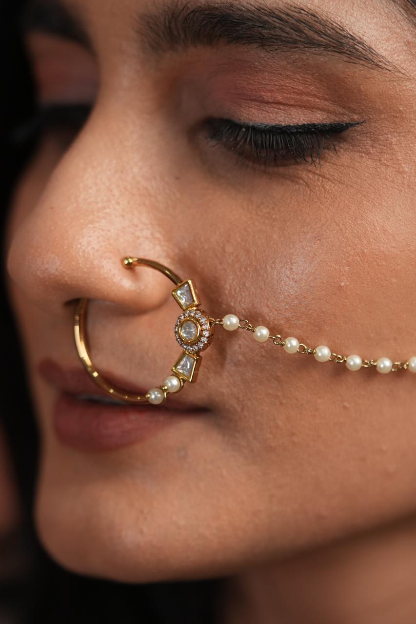 Monica Polki Moissanite Mid Sized Nath | Nose Pin
