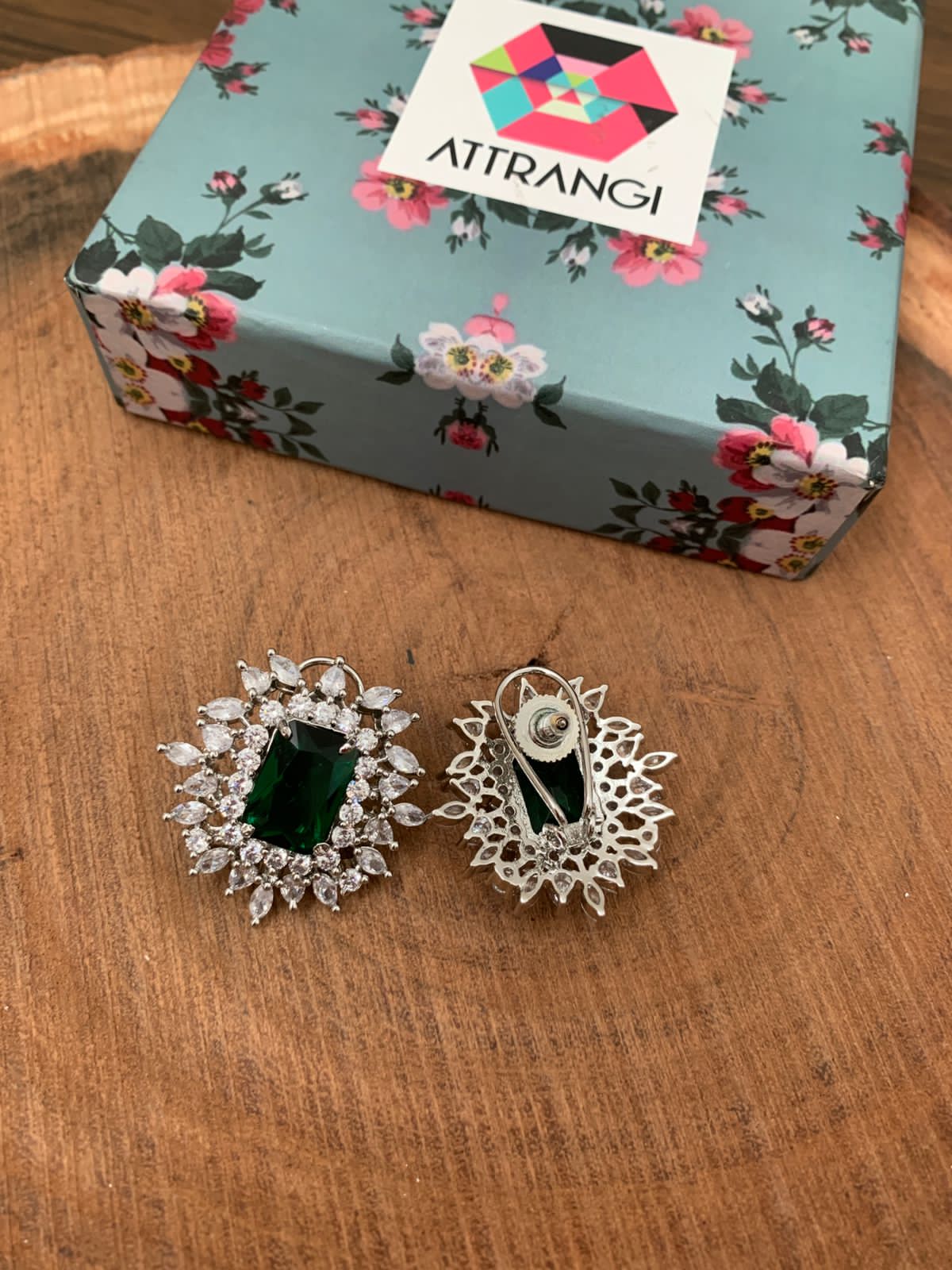 Snowflake Emerald Stud