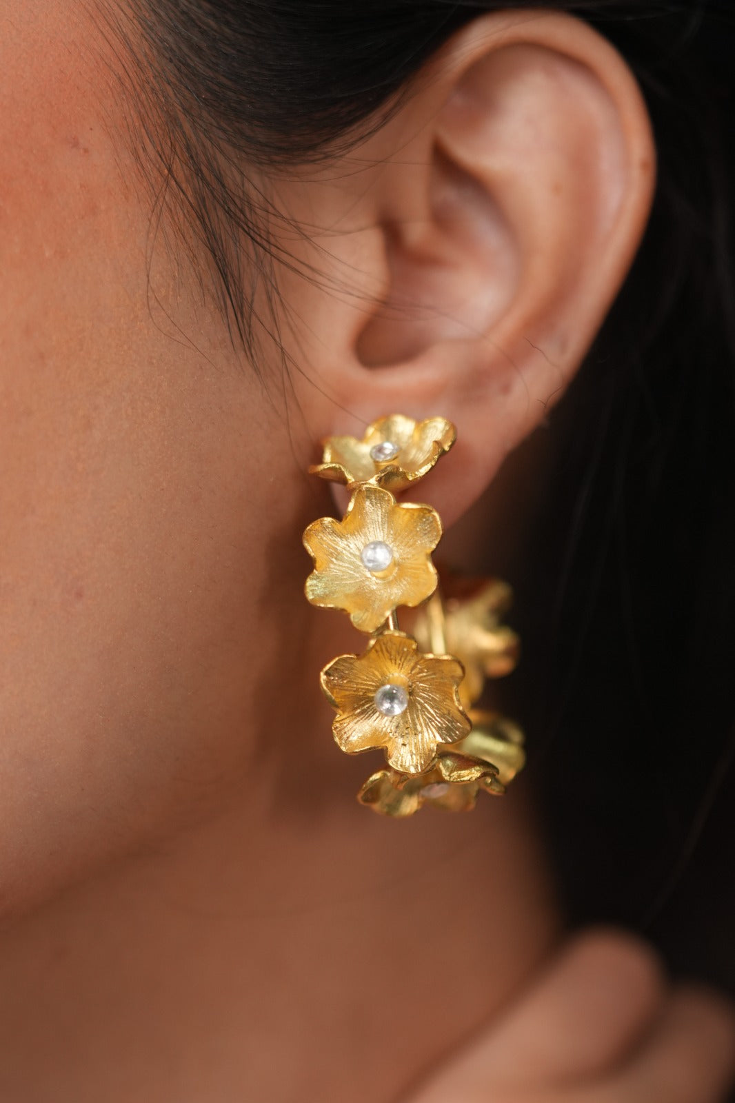 Amalfi Gold Bloom Hoops | Party Wear Western Earrings