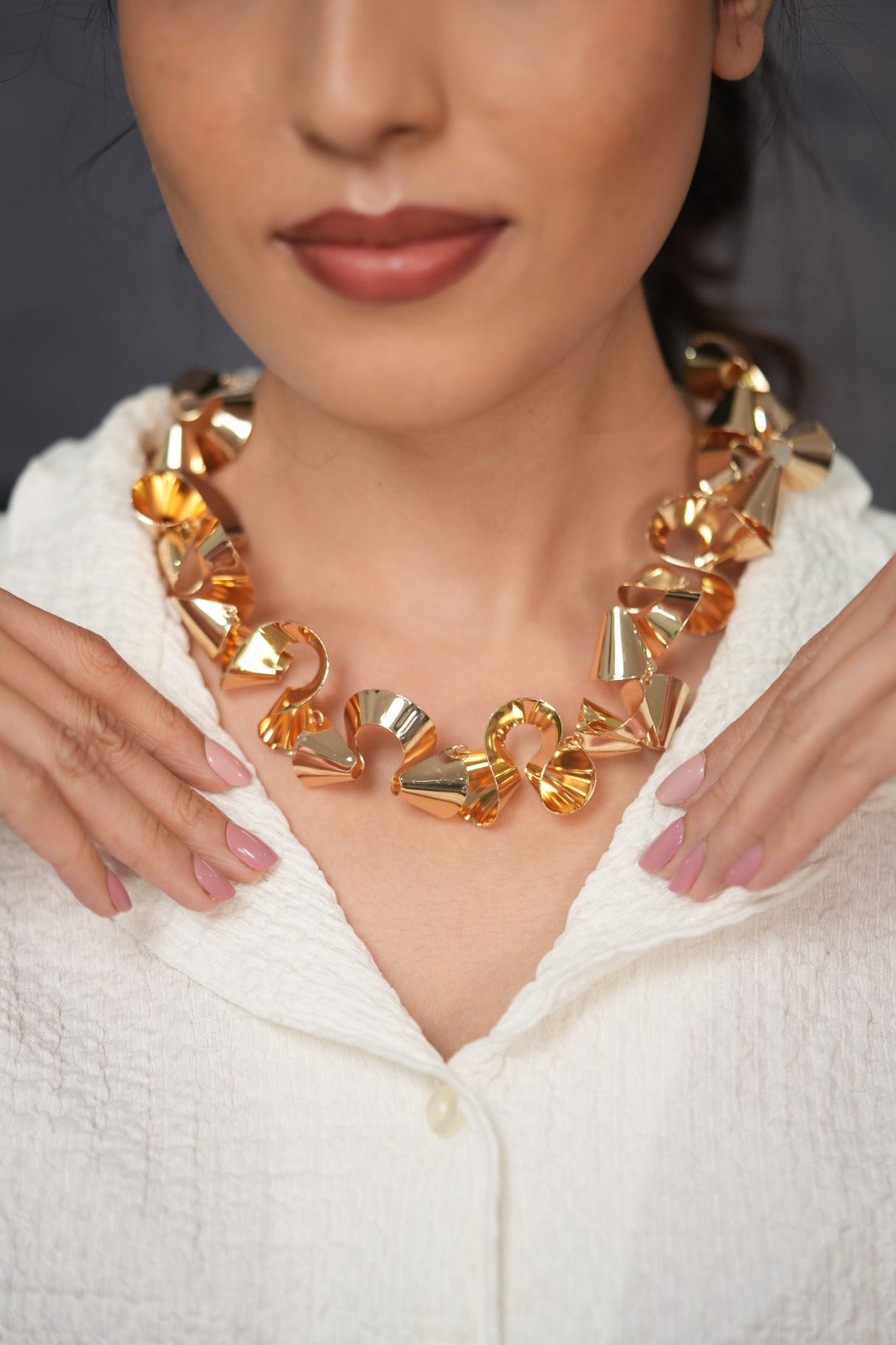 Sculpted in Gold Western Party Wear Necklace