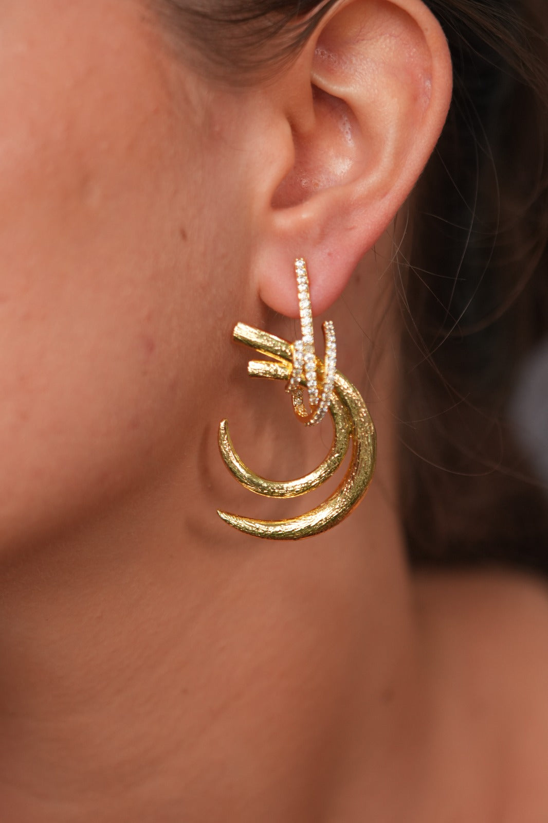 Not too Subtle Rhinestone Party Wear Gold Western Earrings