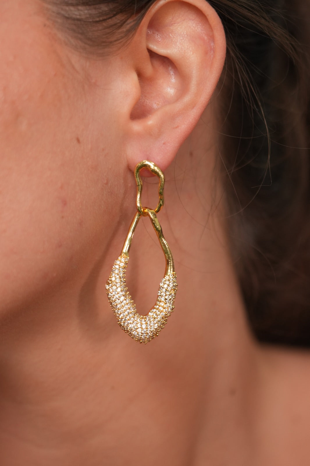 Extra in Ibiza Rhinestone Party Wear Gold Western Earrings