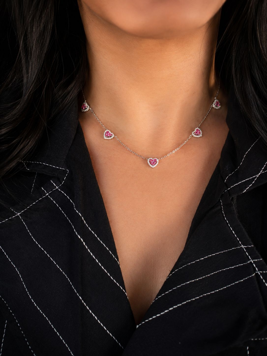 Sweetheart Daily Wear Coloured Diamond Necklace